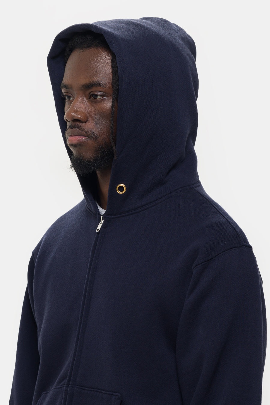 Heavyweight Zip Hoodie in Navy - 4