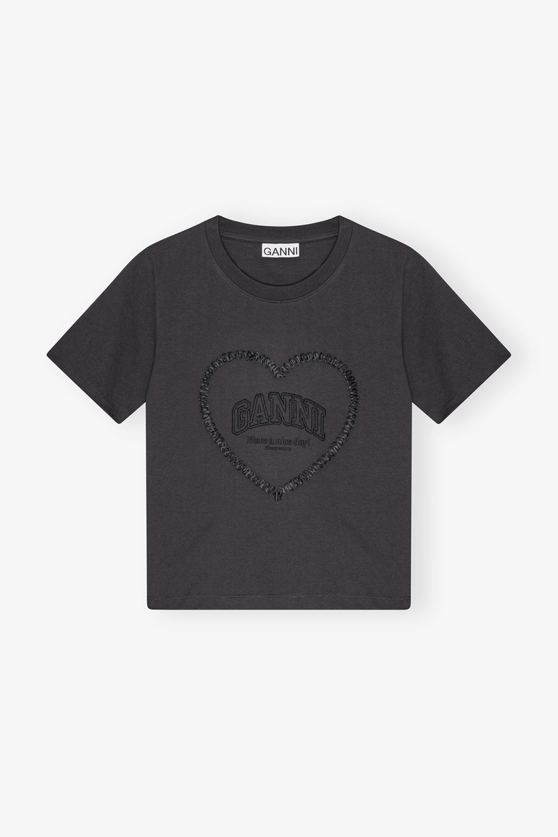 BLACK HEAVY COTTON HEART T-SHIRT 1