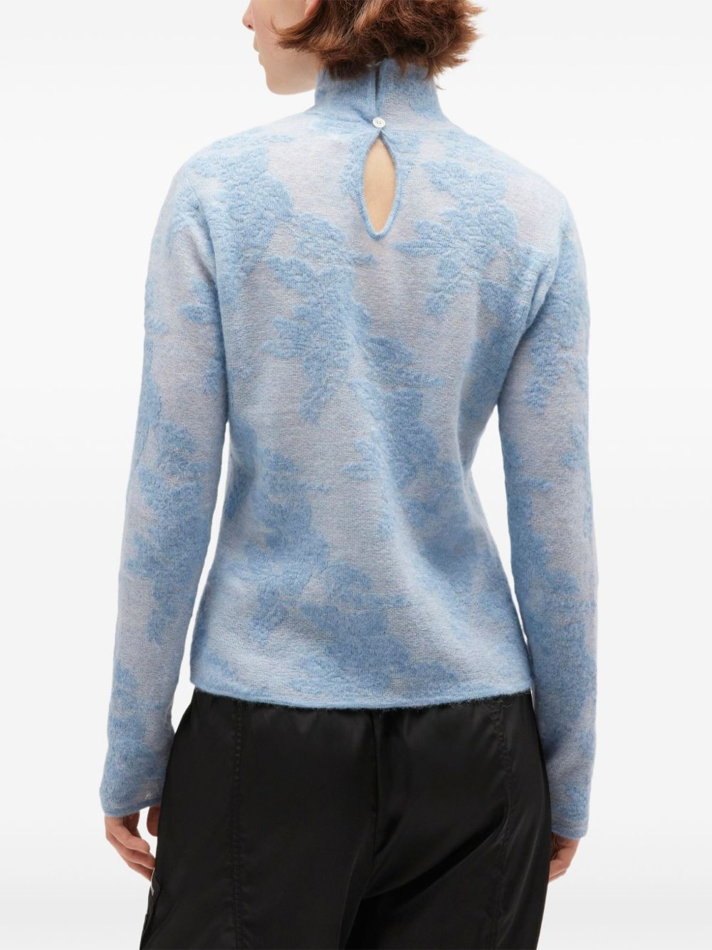 flower-jacquard mockneck sweater - 4