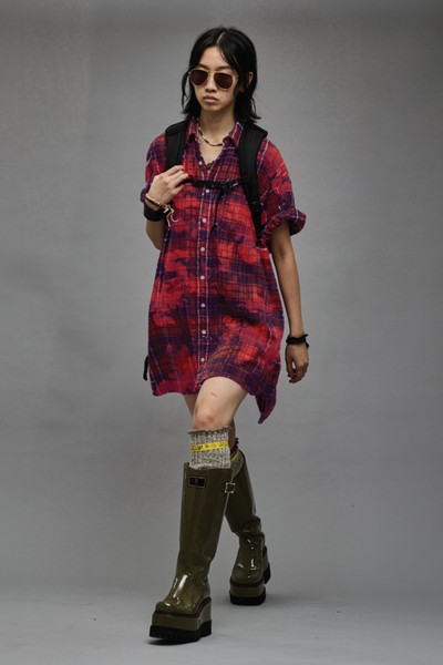R13 OVERSIZED RELAXED SHIRTDRESS - DUSK RED PLAID outlook