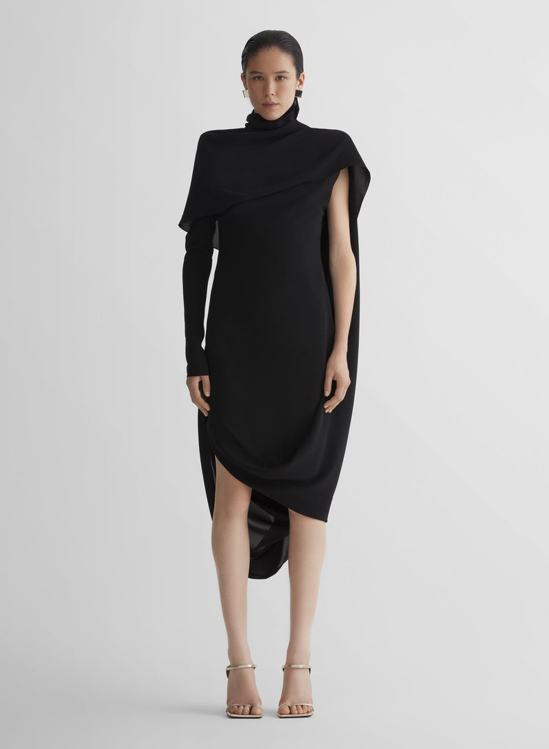 MUGLER black cascade dress outlook