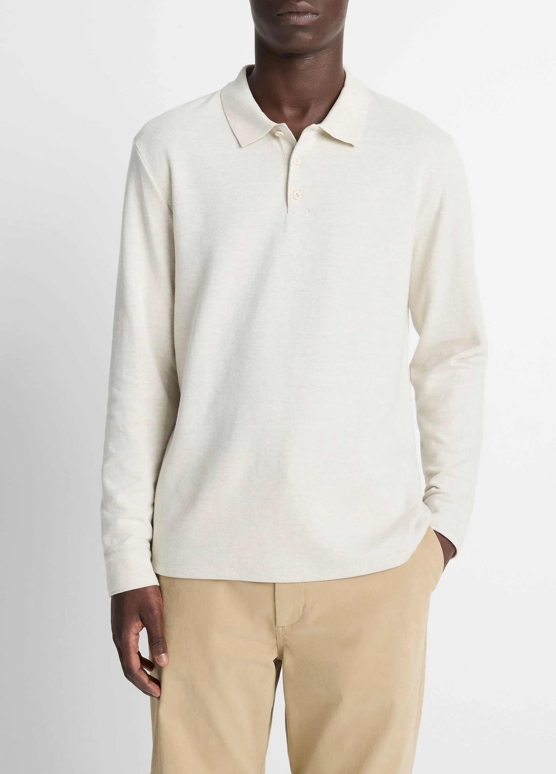 Heathered Double-Face Cotton-Blend Polo Shirt - 1