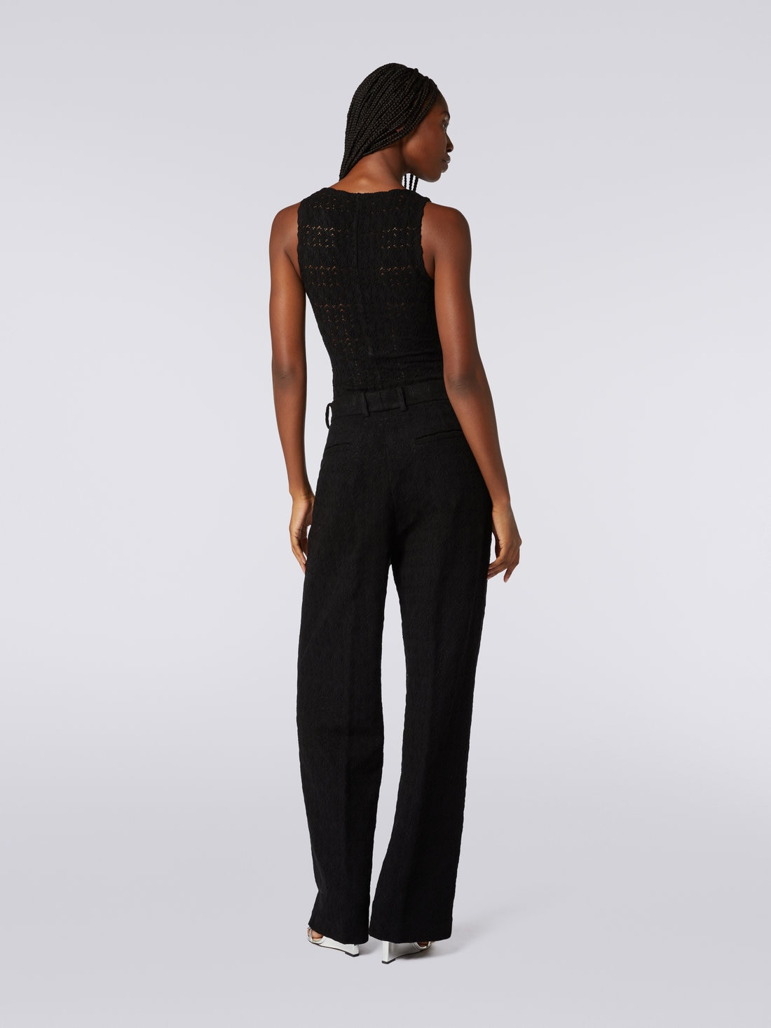 V-neck bodysuit in viscose blend with lace effect - 4