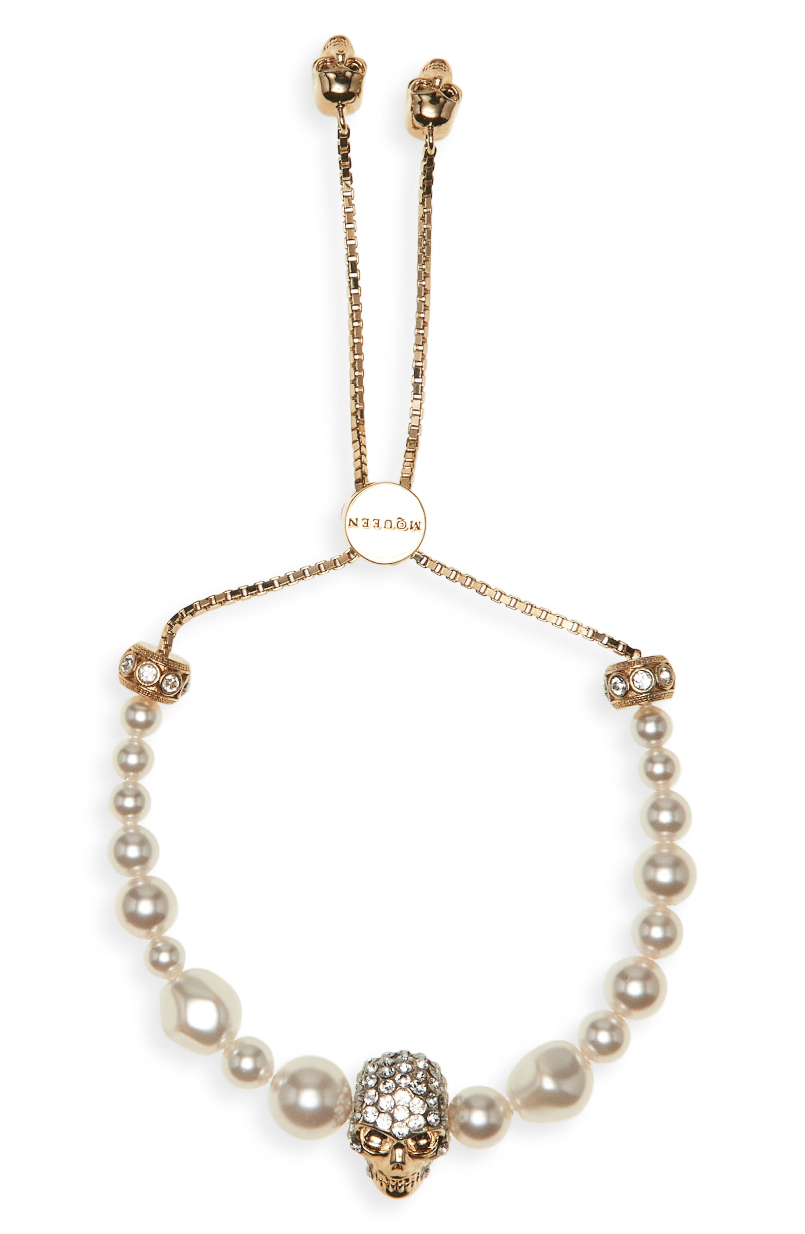 McQueen Crystal Skull & Faux Pearl Friendship Bracelet at Nordstrom - 3