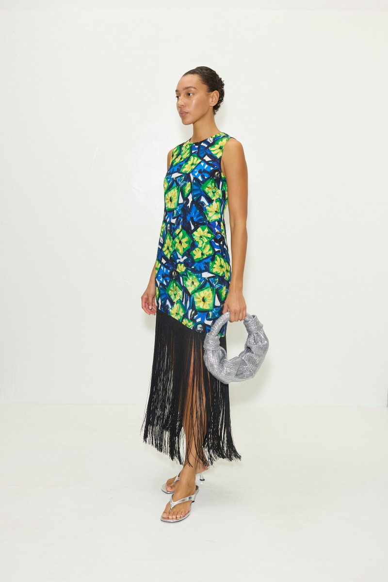 Casablanca Fringe Dress in Small Abstract Floral 3