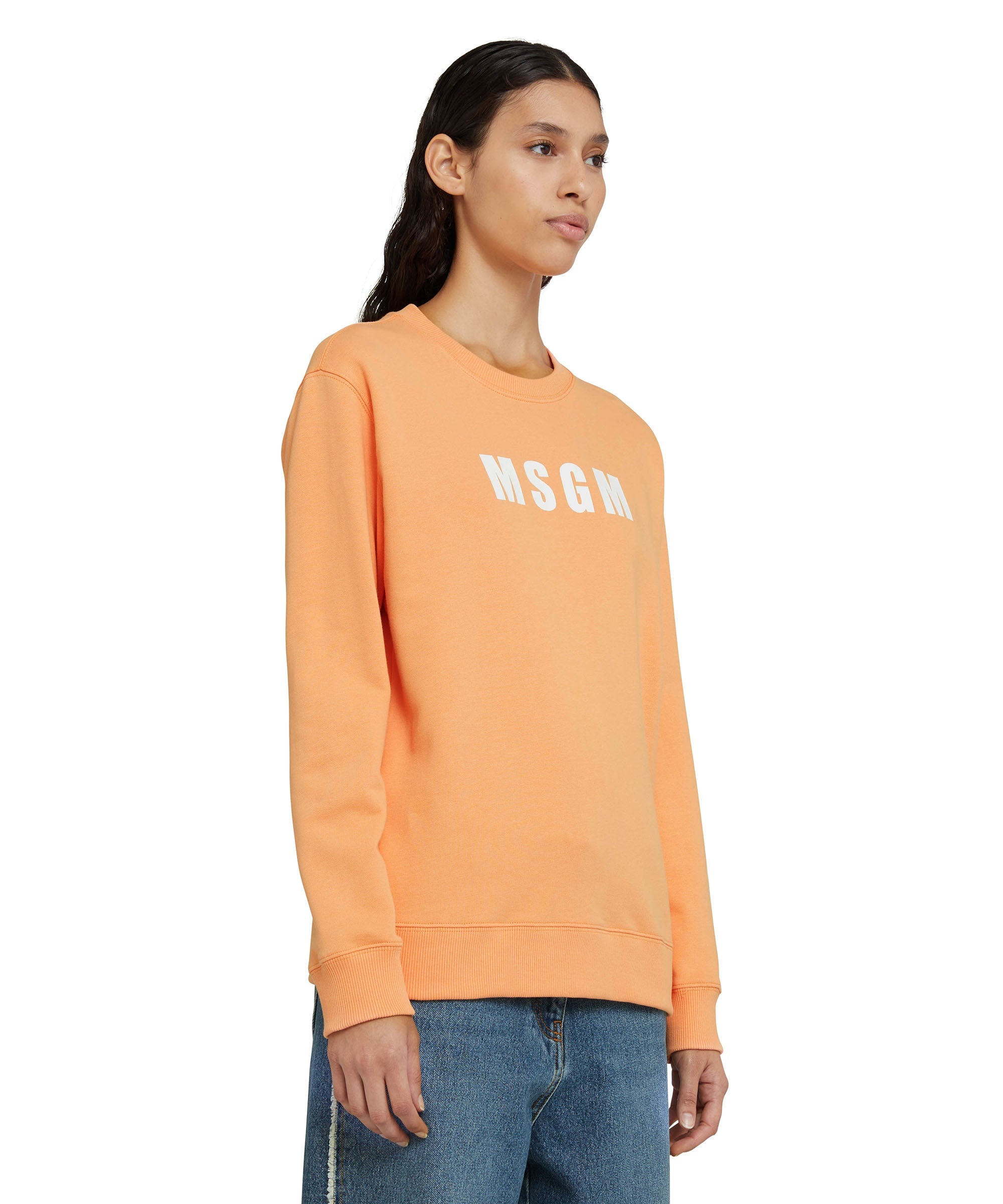 Solid color cotton crewneck sweatshirt with MSGM logo - 5
