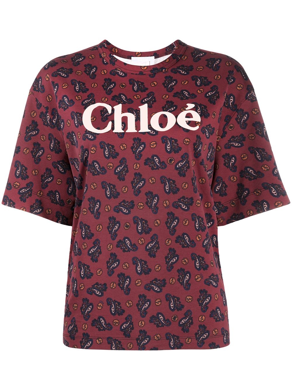 paisley print logo T-shirt - 1