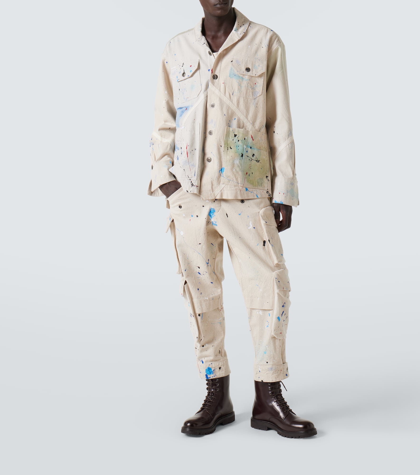 Painters printed cotton cargo pants - 2