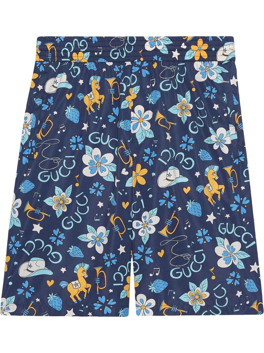 Retro Flower Pony Print waterproof nylon shorts - 1