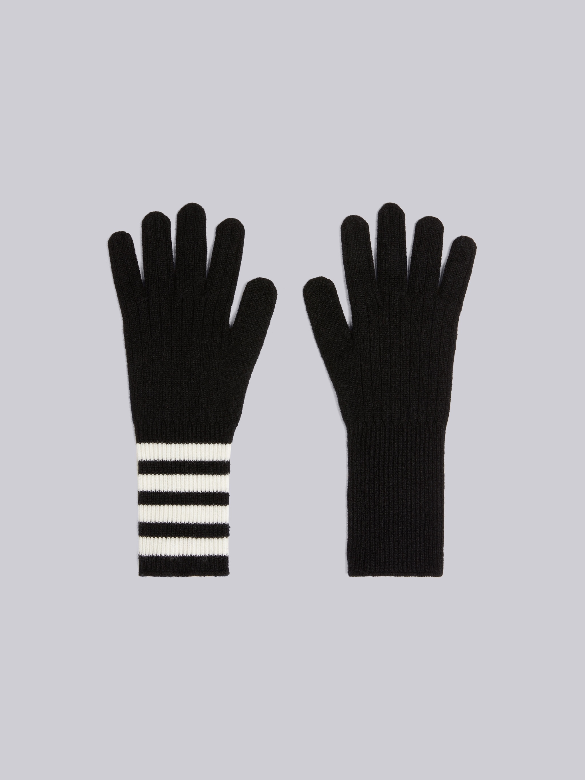 Black Cashmere 4-Bar Knit Gloves - 1