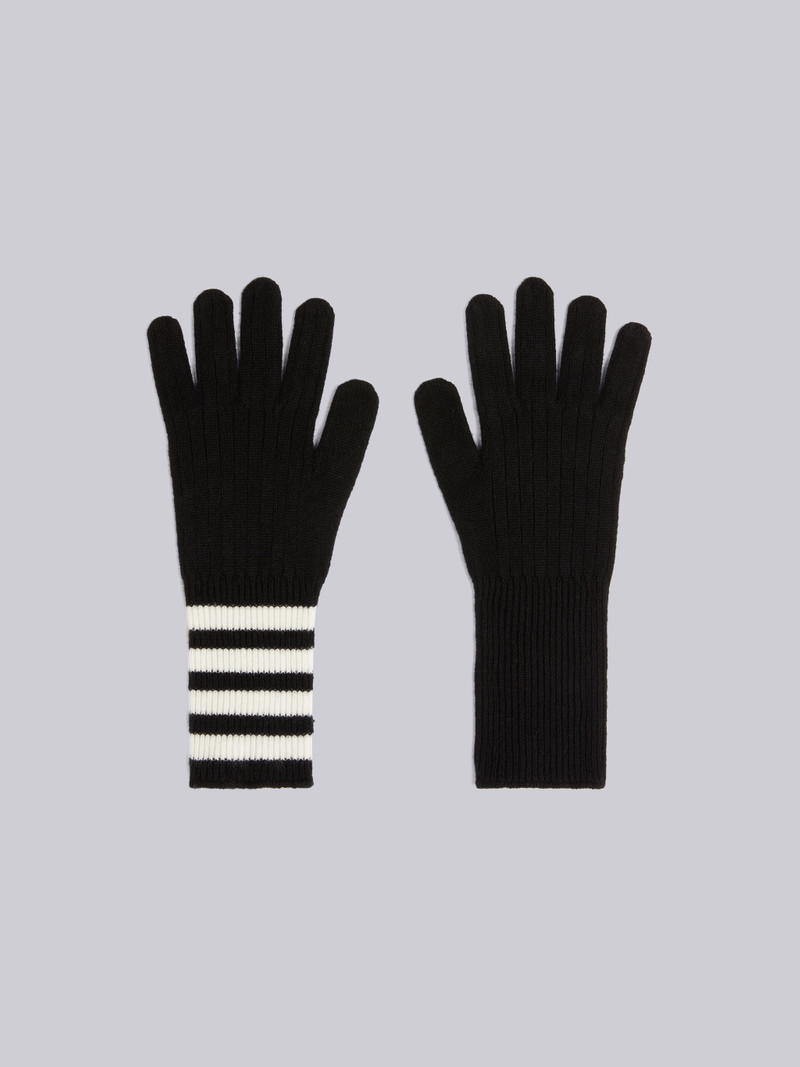 Black Cashmere 4-Bar Knit Gloves 1