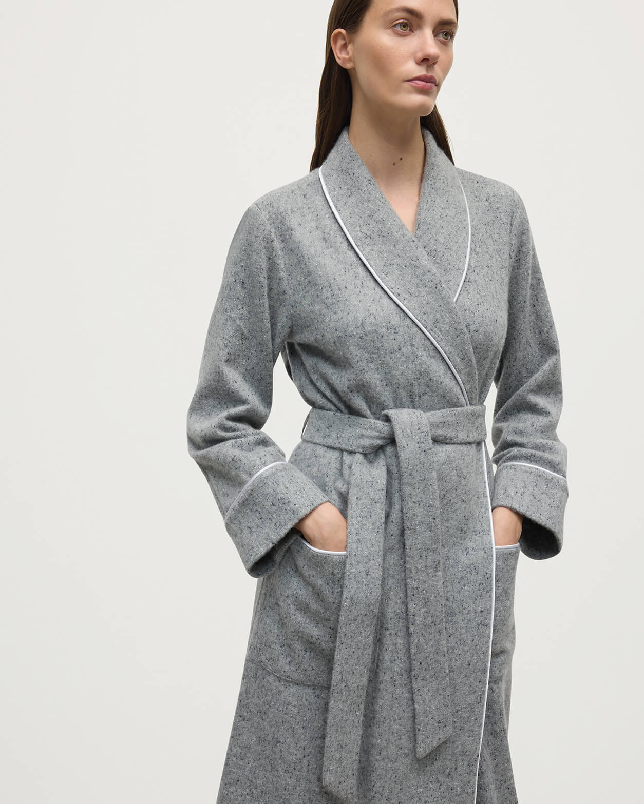Donegal Cashmere Grey Dressing Gown - 5