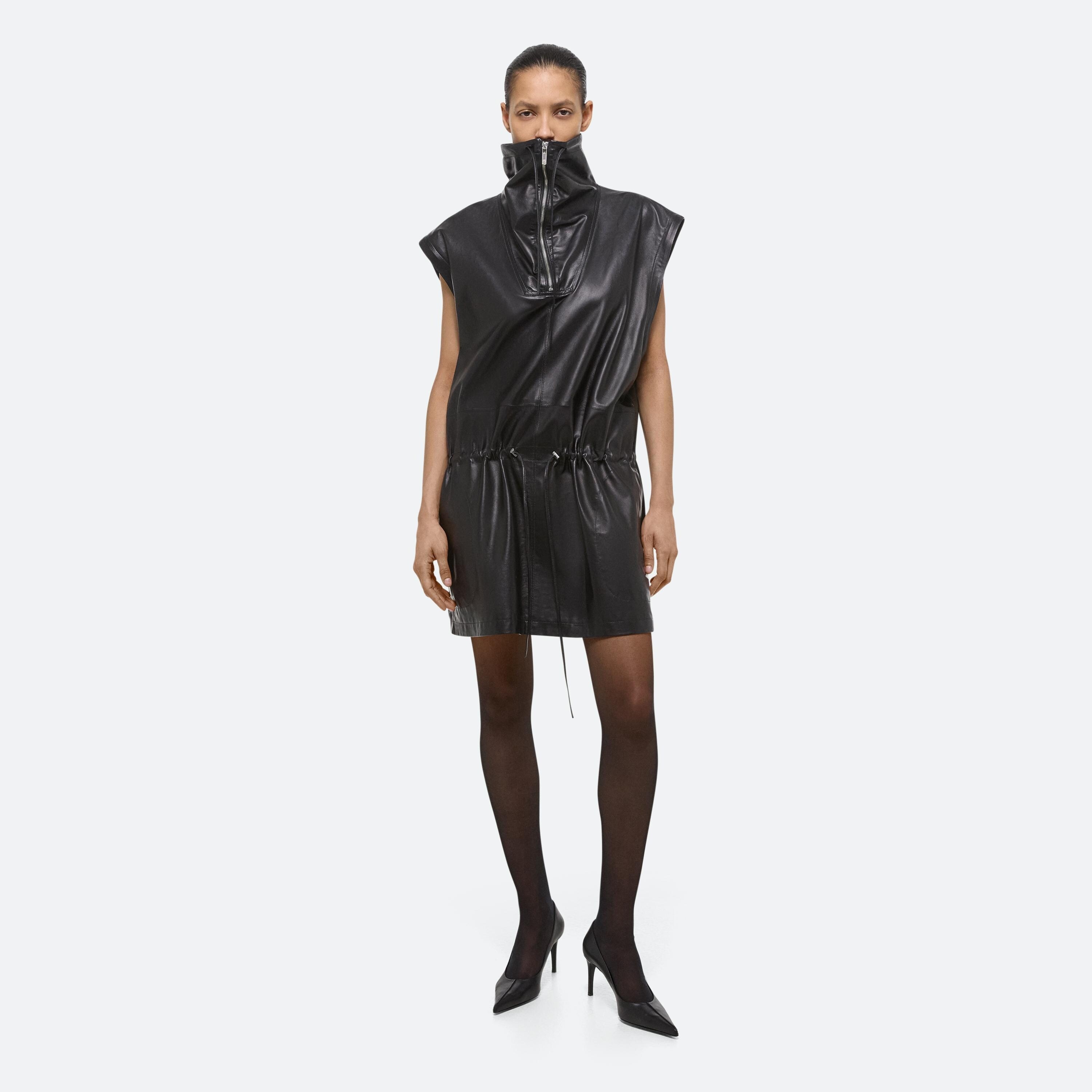 LEATHER GUSSET DRESS - 8