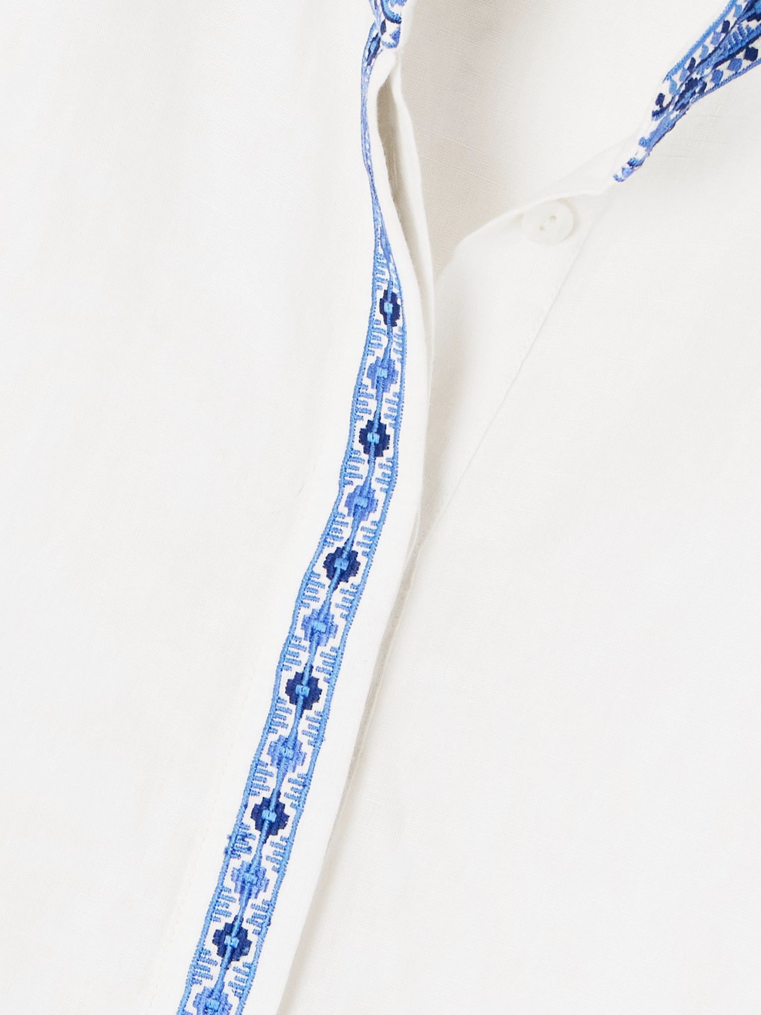 Andorra cropped embroidered linen and cotton-blend top Off-white - 4