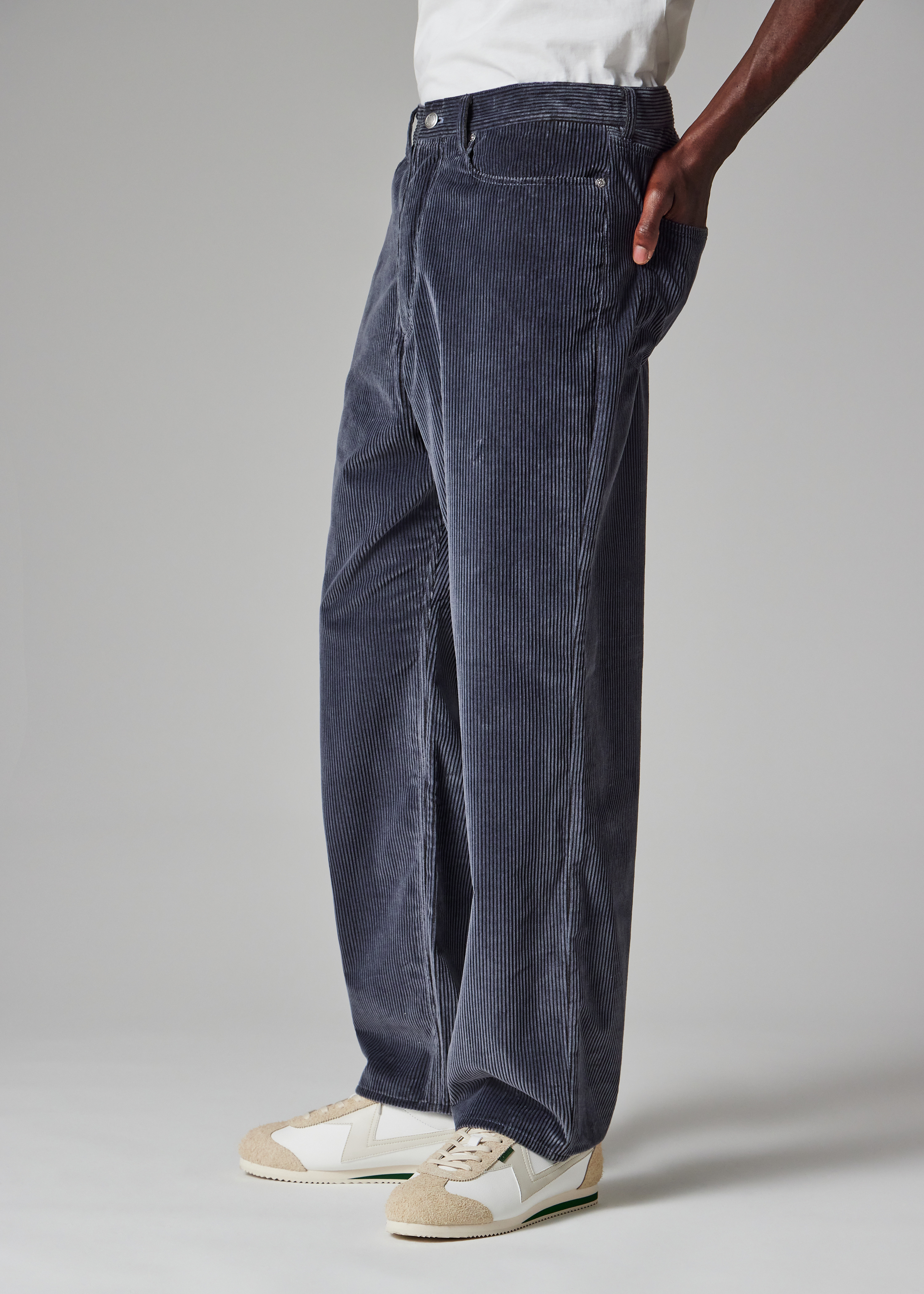 Soft Blue Two-Tone Corduroy Trousers - 6