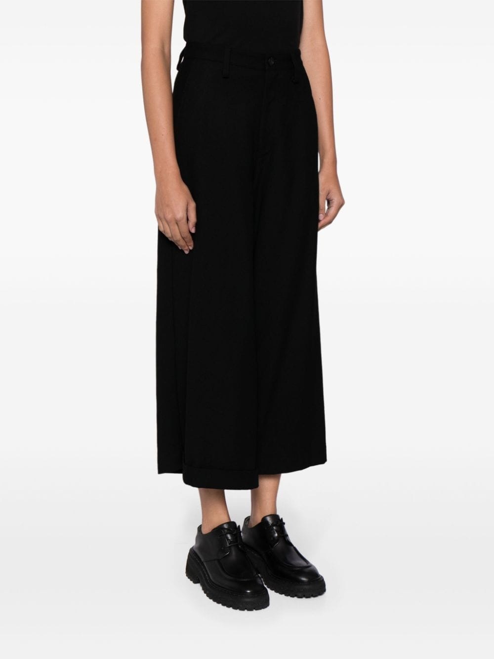 wide-leg cropped wool trousers - 3