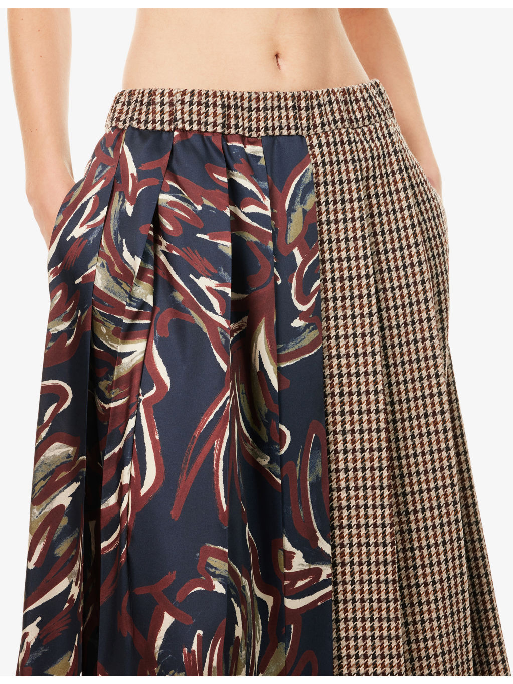 Fanale Contrast Pleat Wool-Blend Midi Skirt - 5