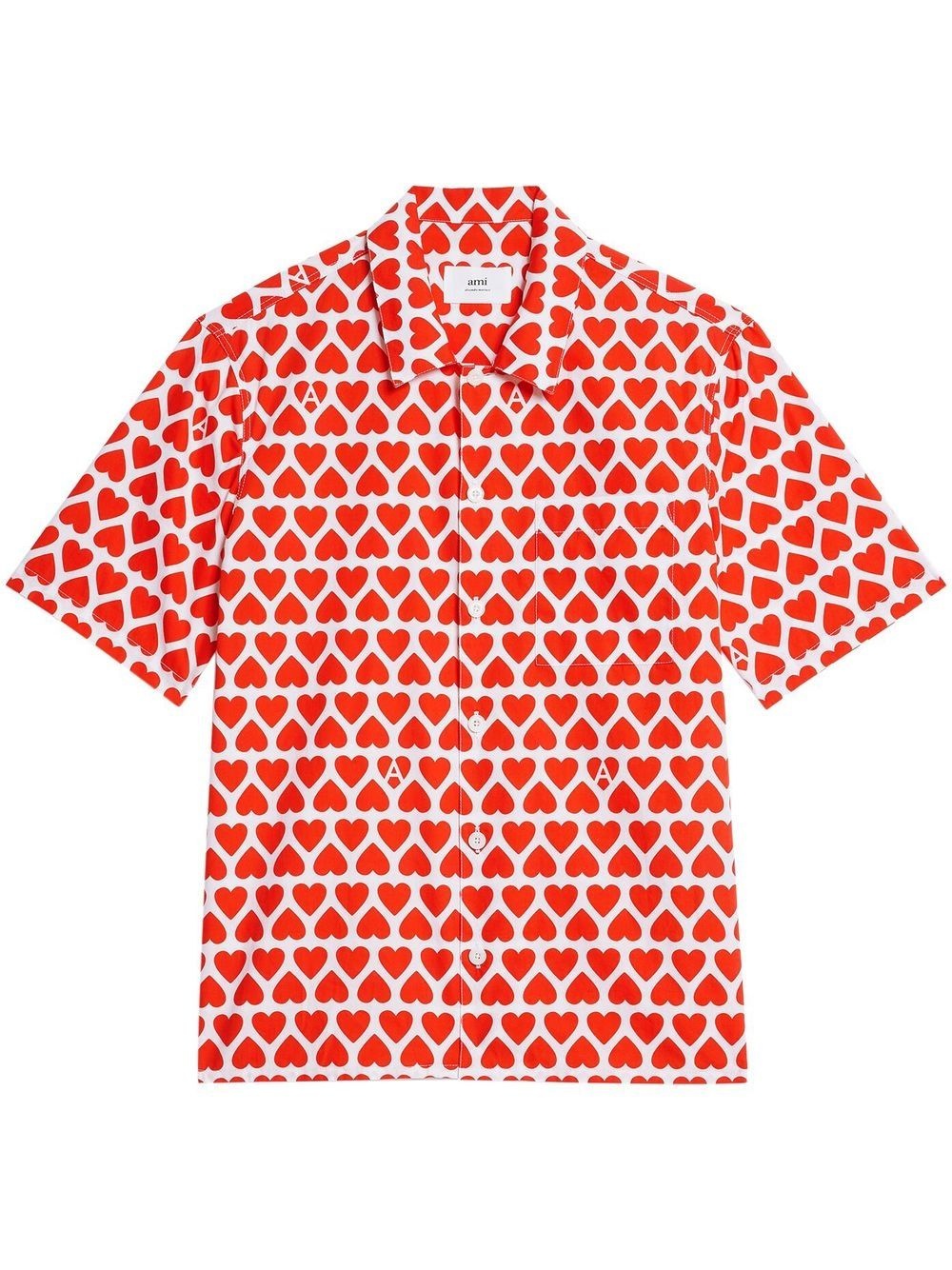 heart-print short-sleeve shirt - 1