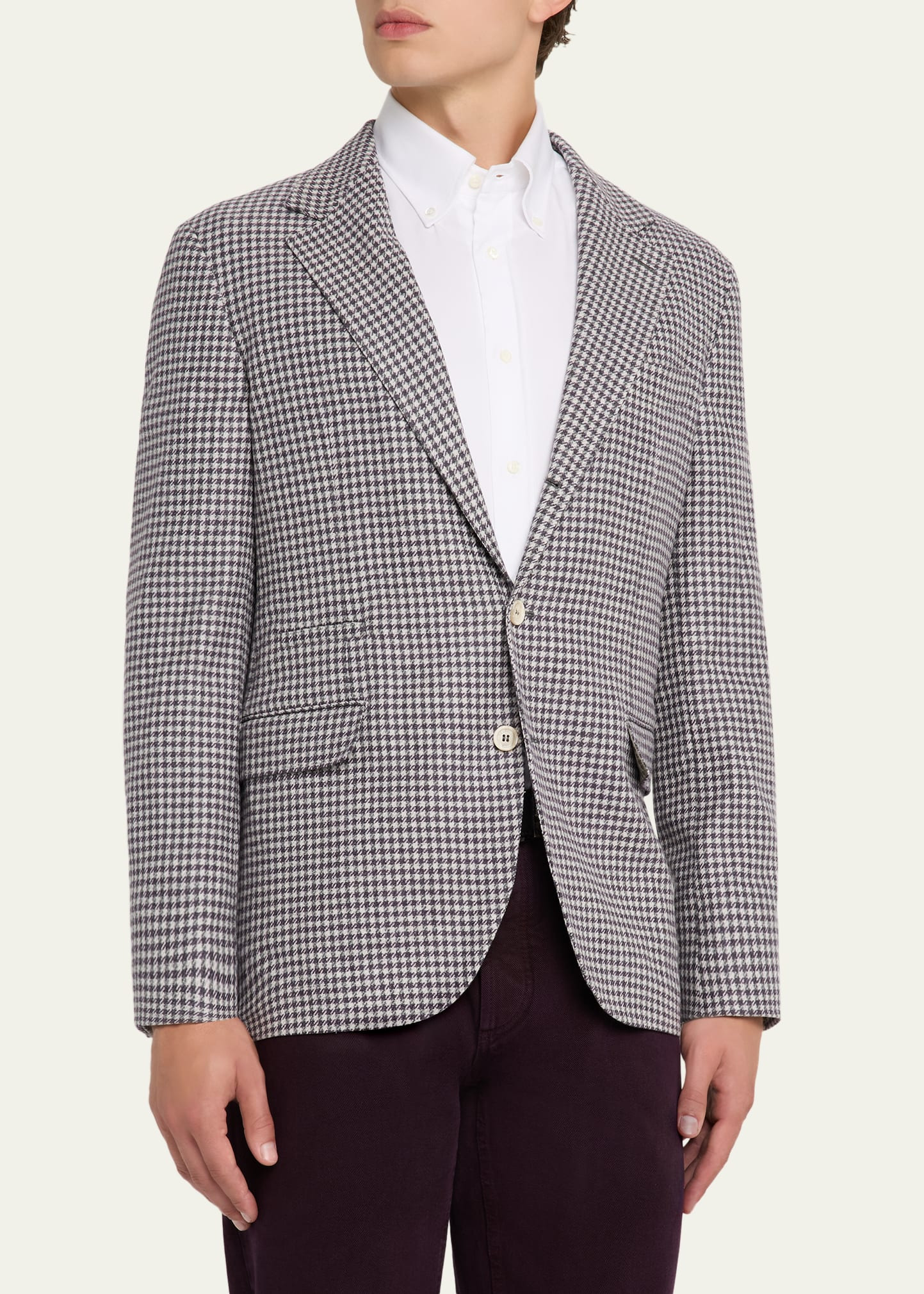 Men's Wool, Cashmere and Silk Houndstooth Sport Coat - 4
