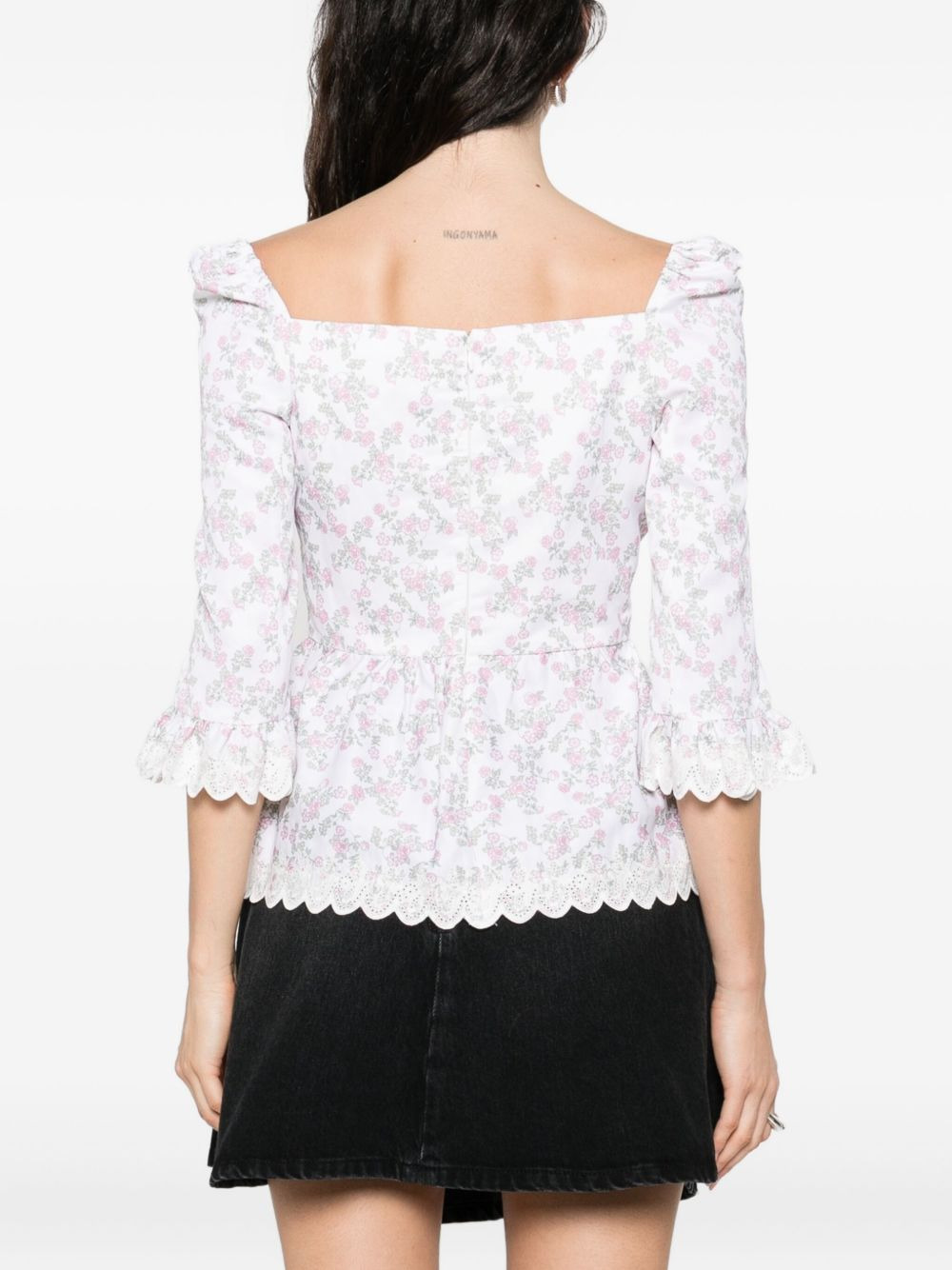 floral-print ruffled top - 4
