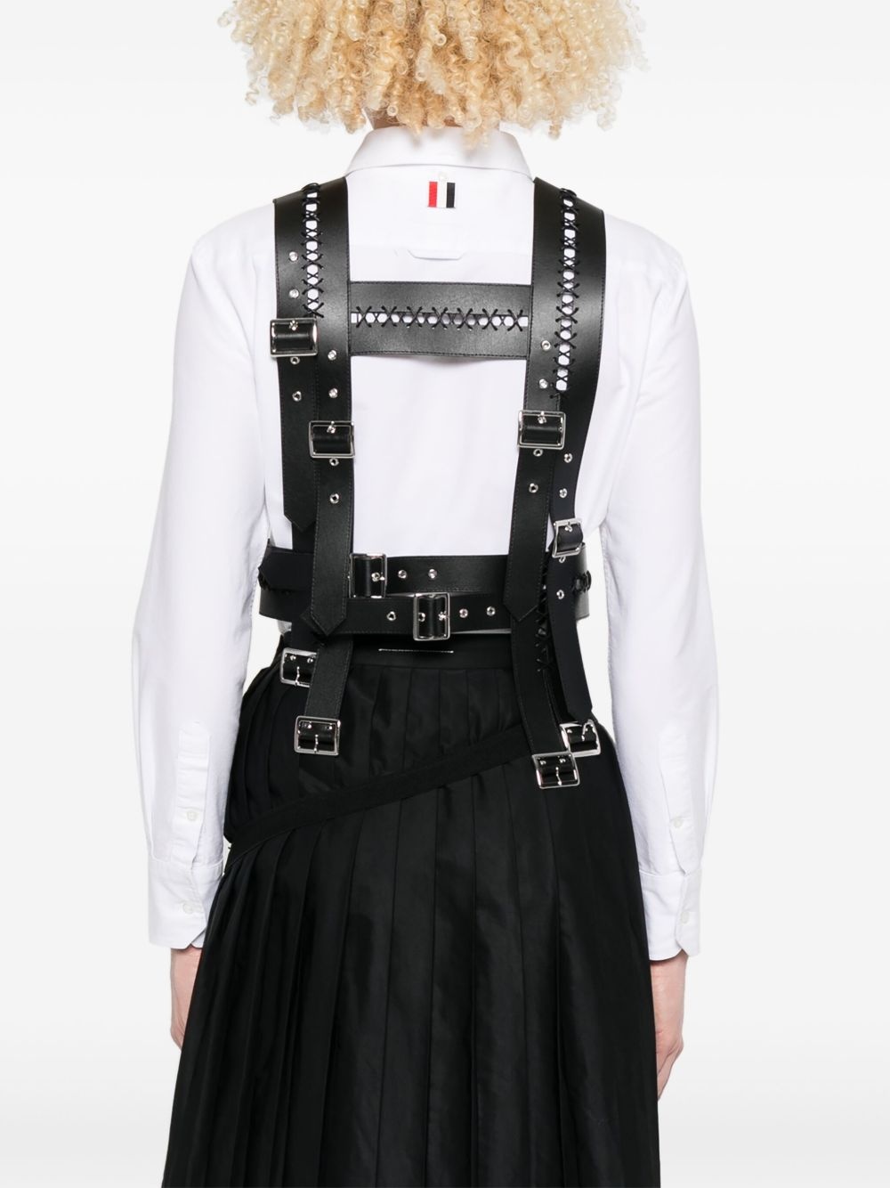 faux-leather harness vest - 4