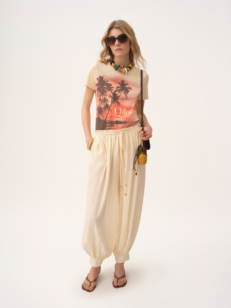Chloé CROPPED FLUID PANTS IN CRÊPE DE CHINE outlook