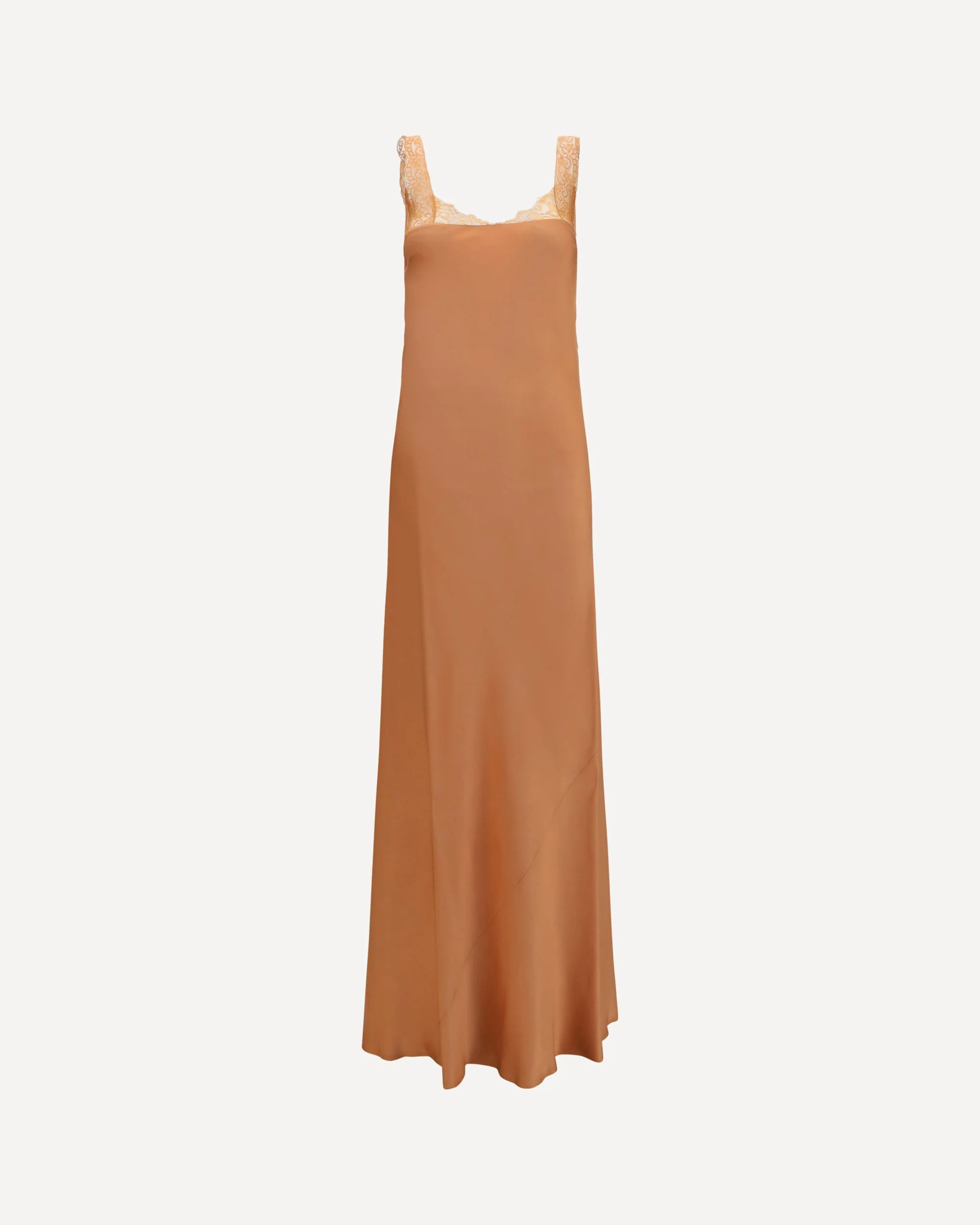 satin maxi Dress with lace trims - 1