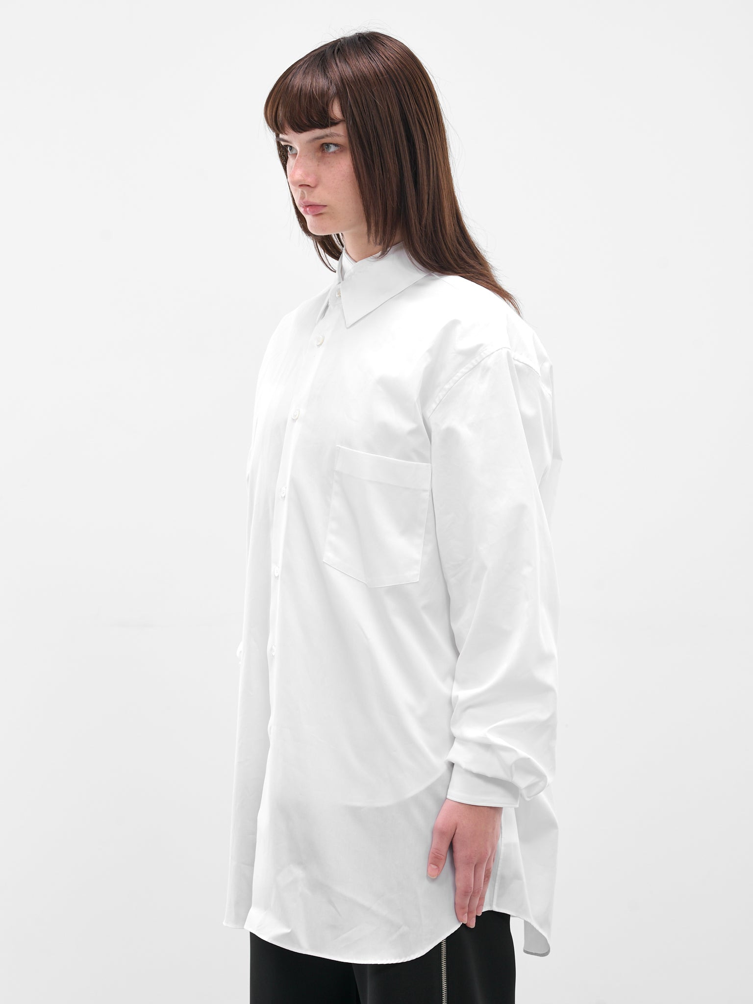 White Double Layer Button-Up Shirt - 2