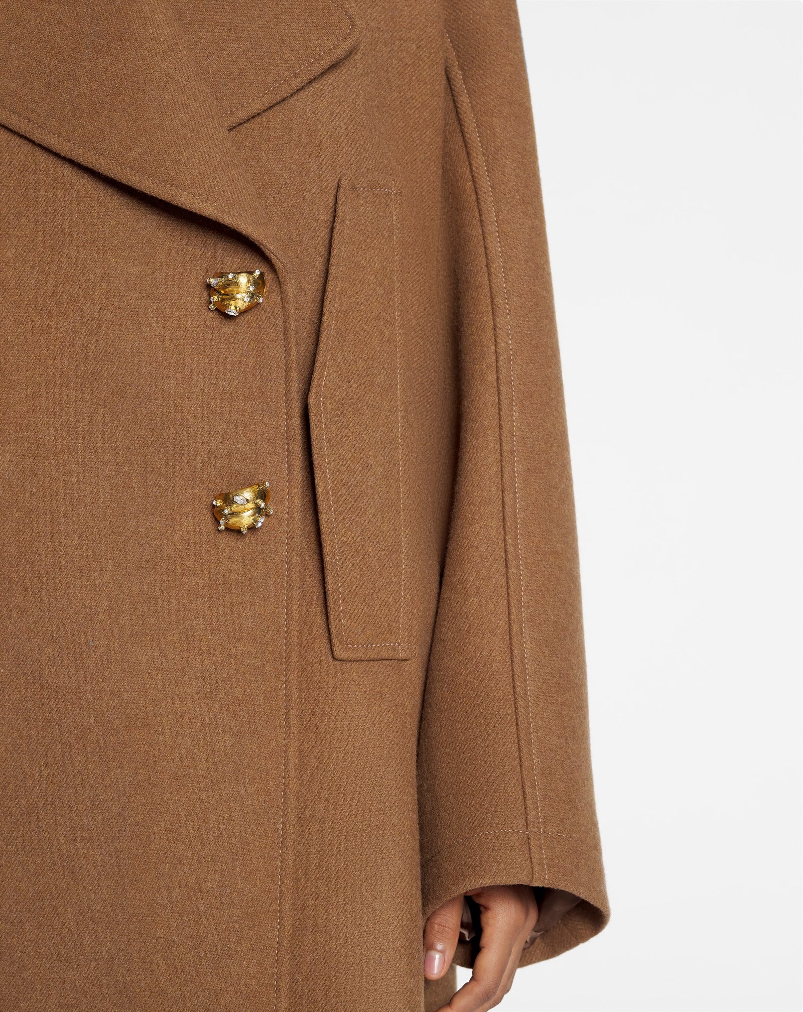 TAILORED PEACOAT WITH JEWEL BUTTONS - 5