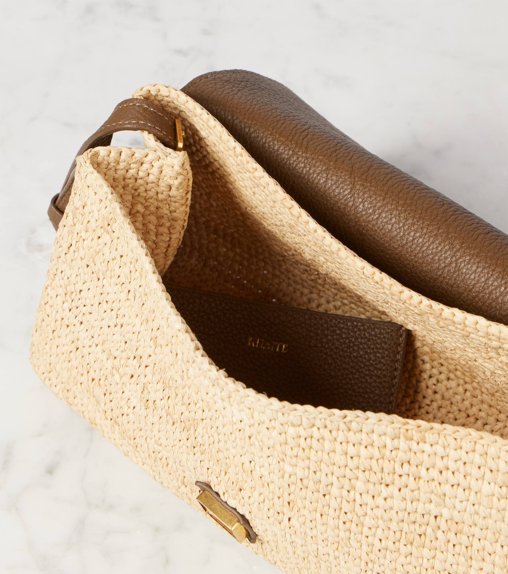 Audrey raffia and leather crossbody bag - 3