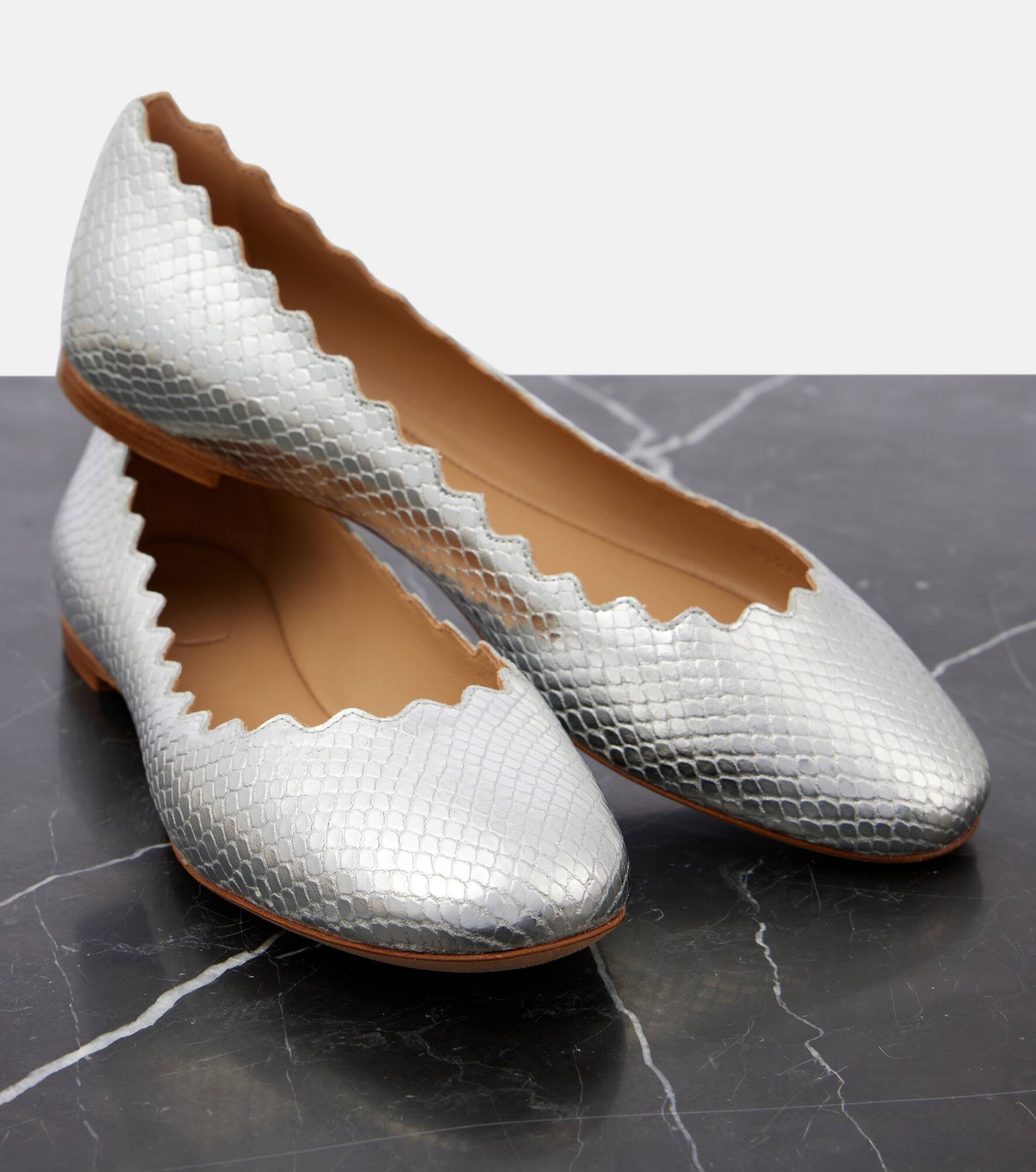 Lauren croc-effect leather ballet flats - 6