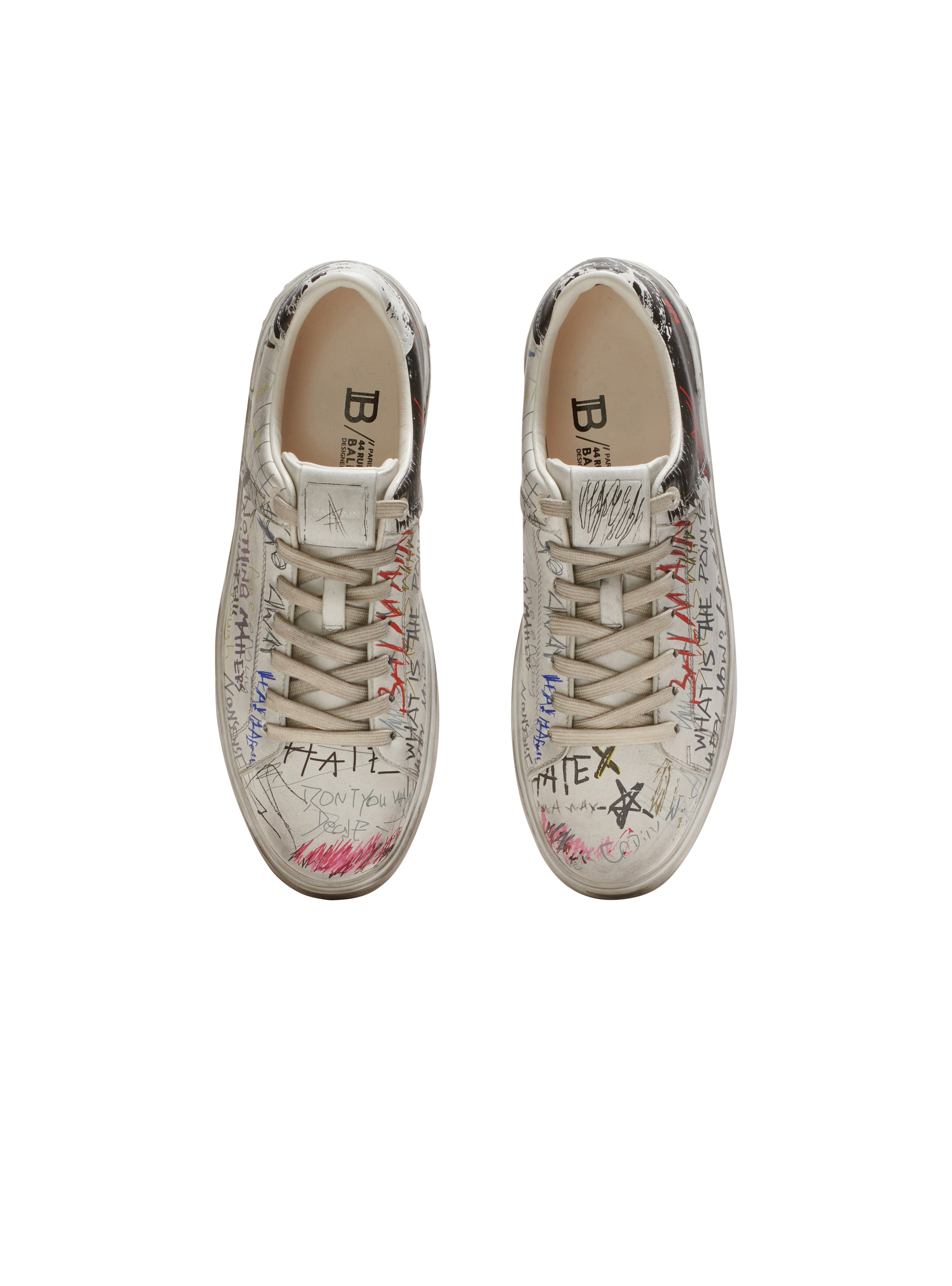 Leather graffiti print B-Court sneakers - 3