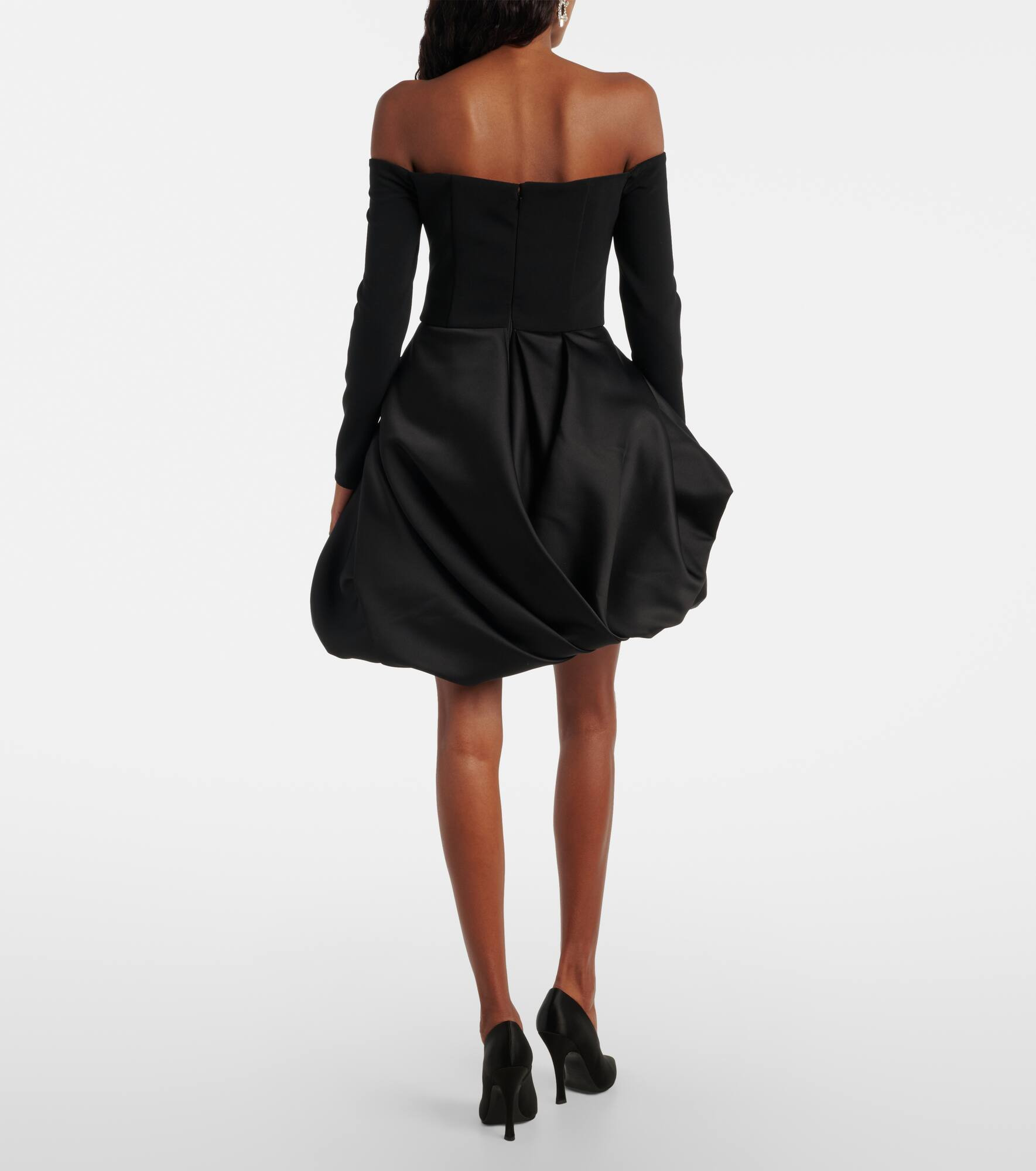 Draped off-shoulder satin minidress - 3