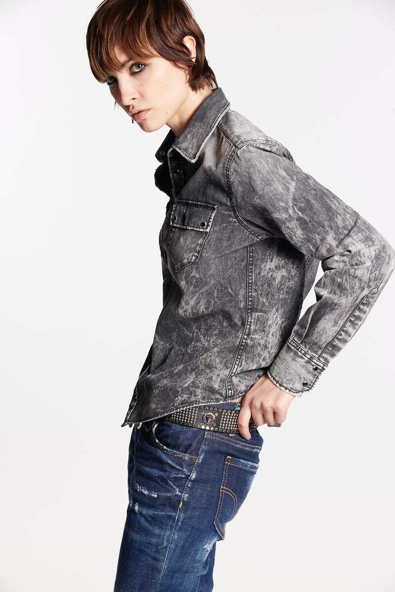 GREY COAL WASH 상자 매트리스 SHIRT 4