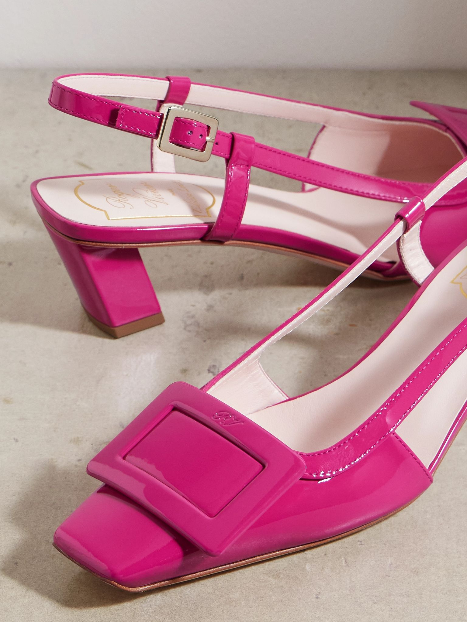 45 patent-leather slingback pumps Pink - 4