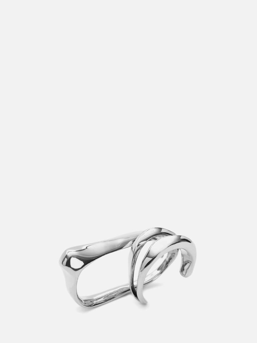 Sculptural Double Ring in Antique Silver - 2