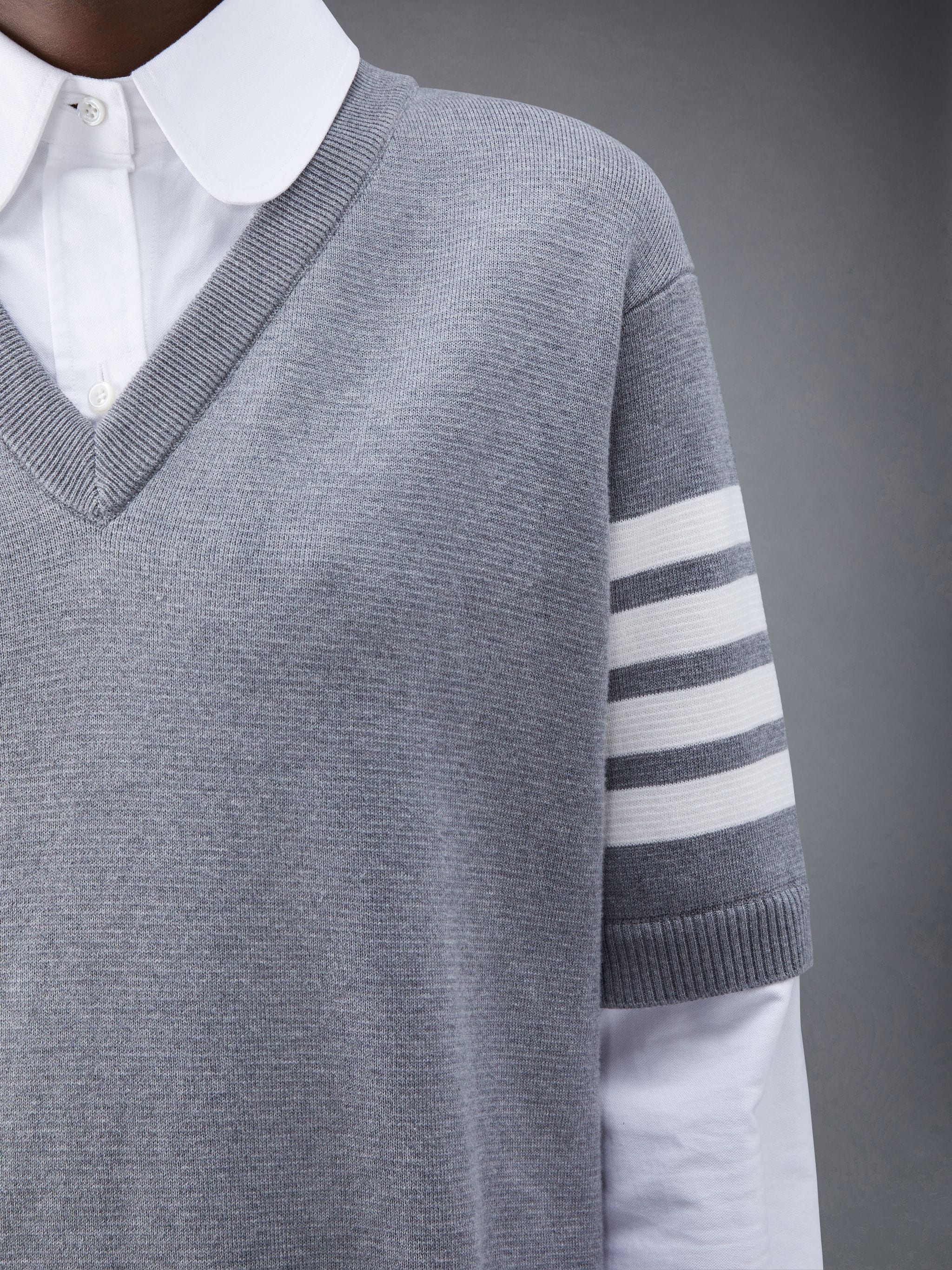 Cotton Milano and Oxford 4-Bar V-Neck Tee and Shirtdress Combo - 9