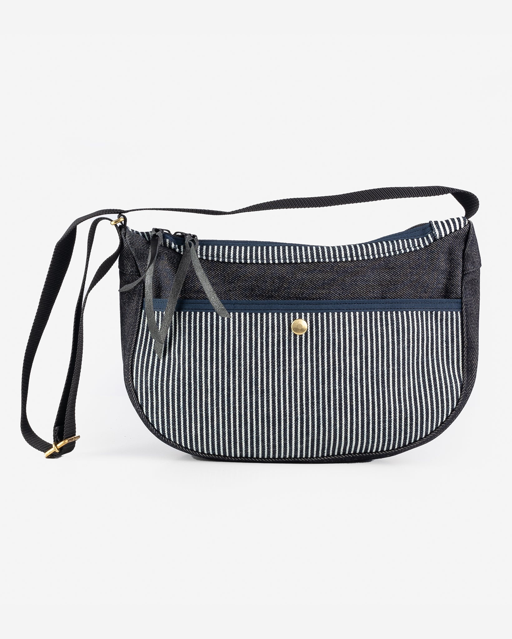 IHE-19-HIC 12oz Hickory Stripe Small Shoulder Bag - Indigo - 3