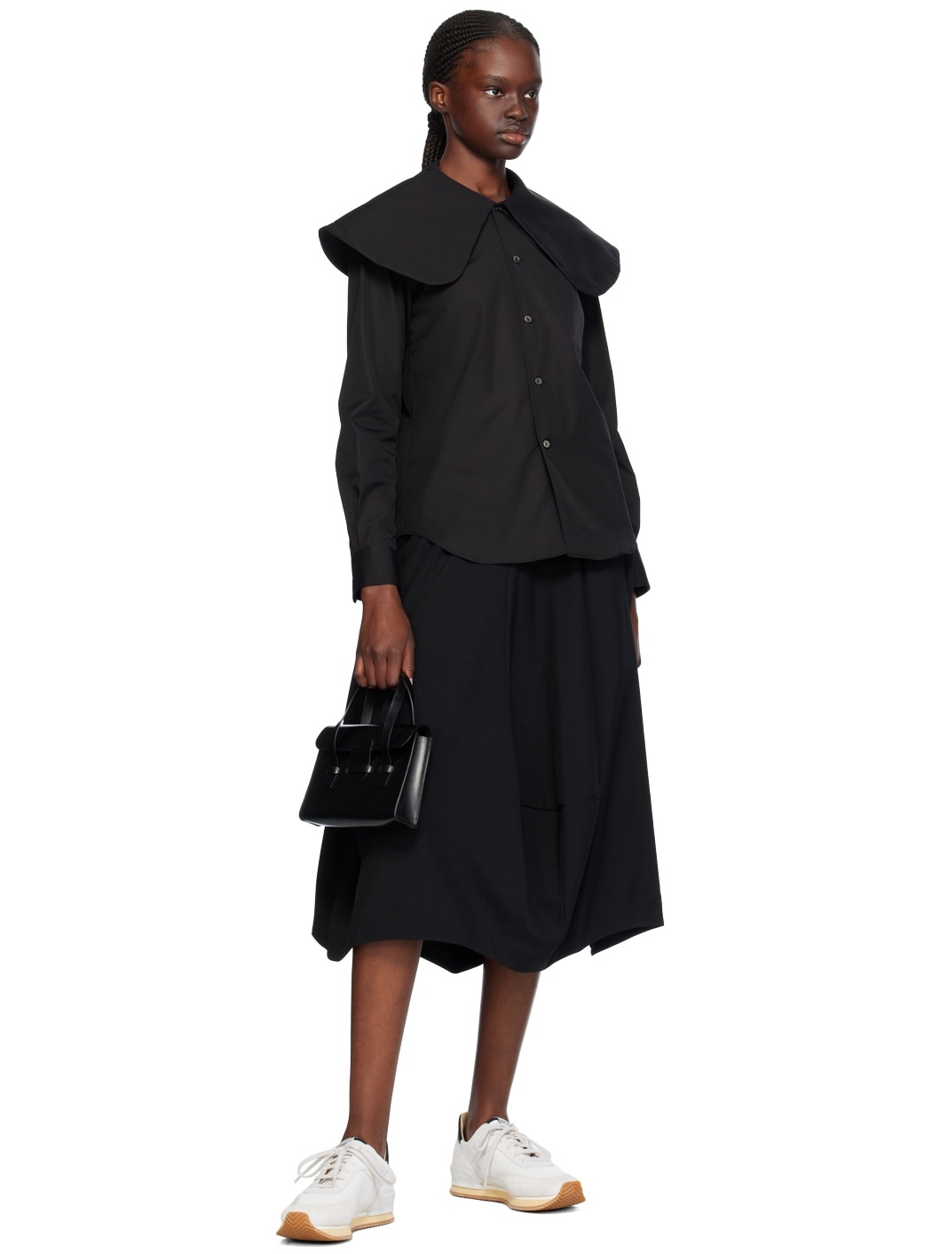 Black Paneled Midi Skirt - 4