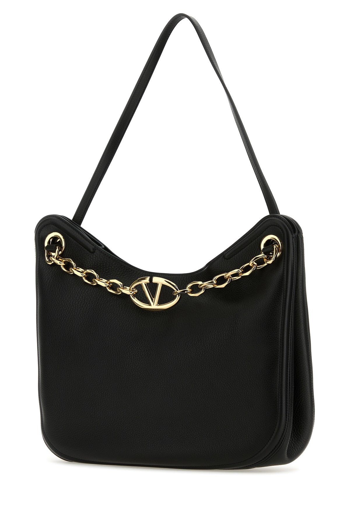 Black leather VLogo Moon shopping bag - 2