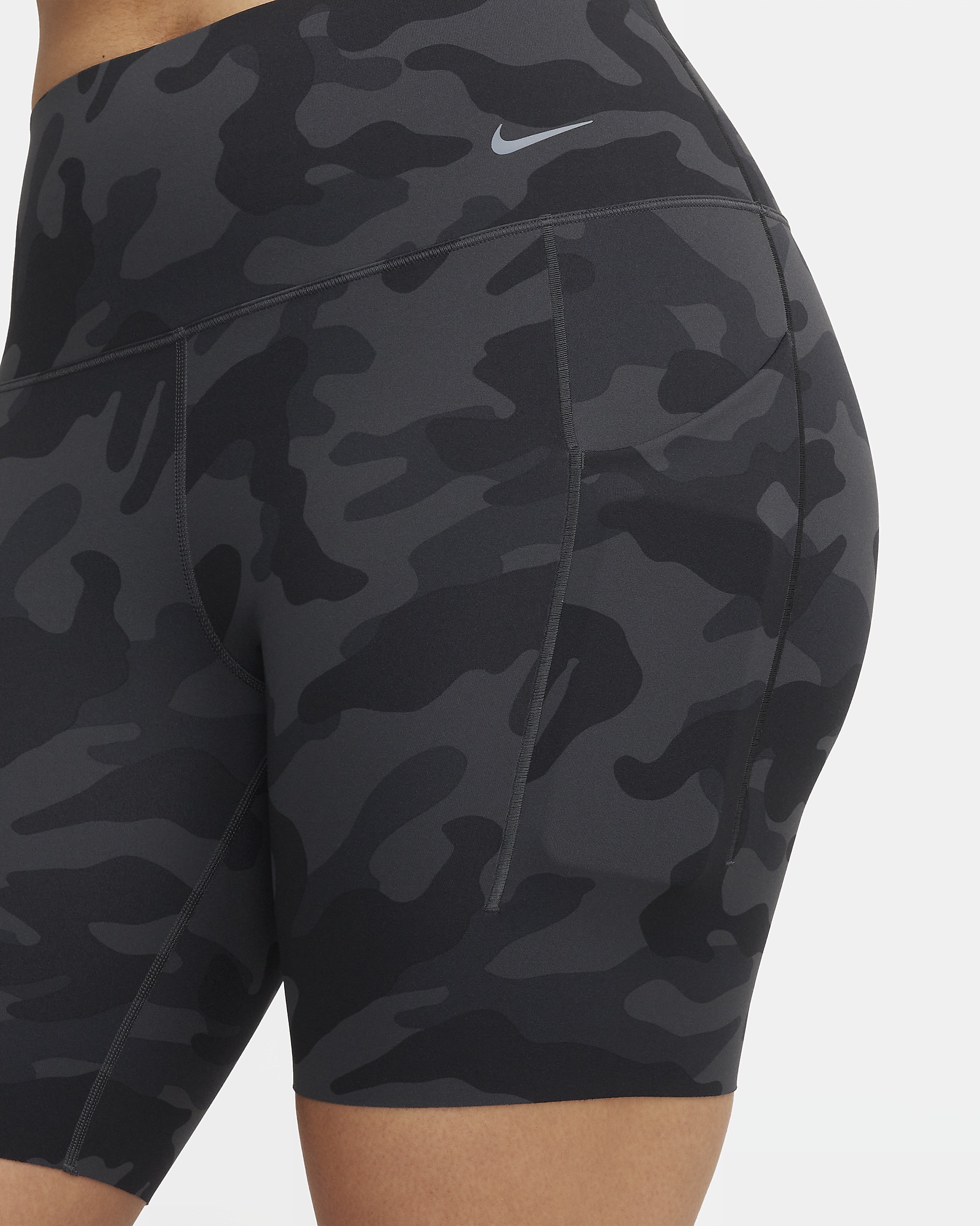 Nike Universa Women's Medium-Support High-Waisted 8" Camo Biker Shorts with Pockets - 7