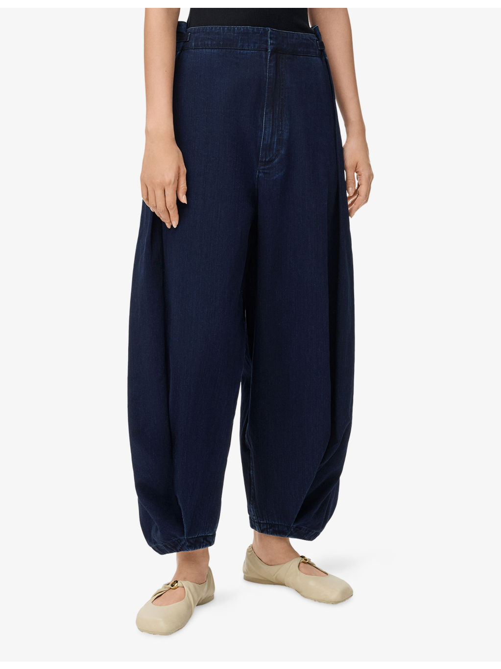 Draped Balloon-Leg Denim Jeans - 3