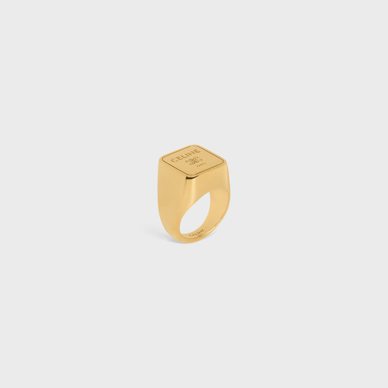 Triomphe Square Signet Ring in Brass with Gold Finish 3