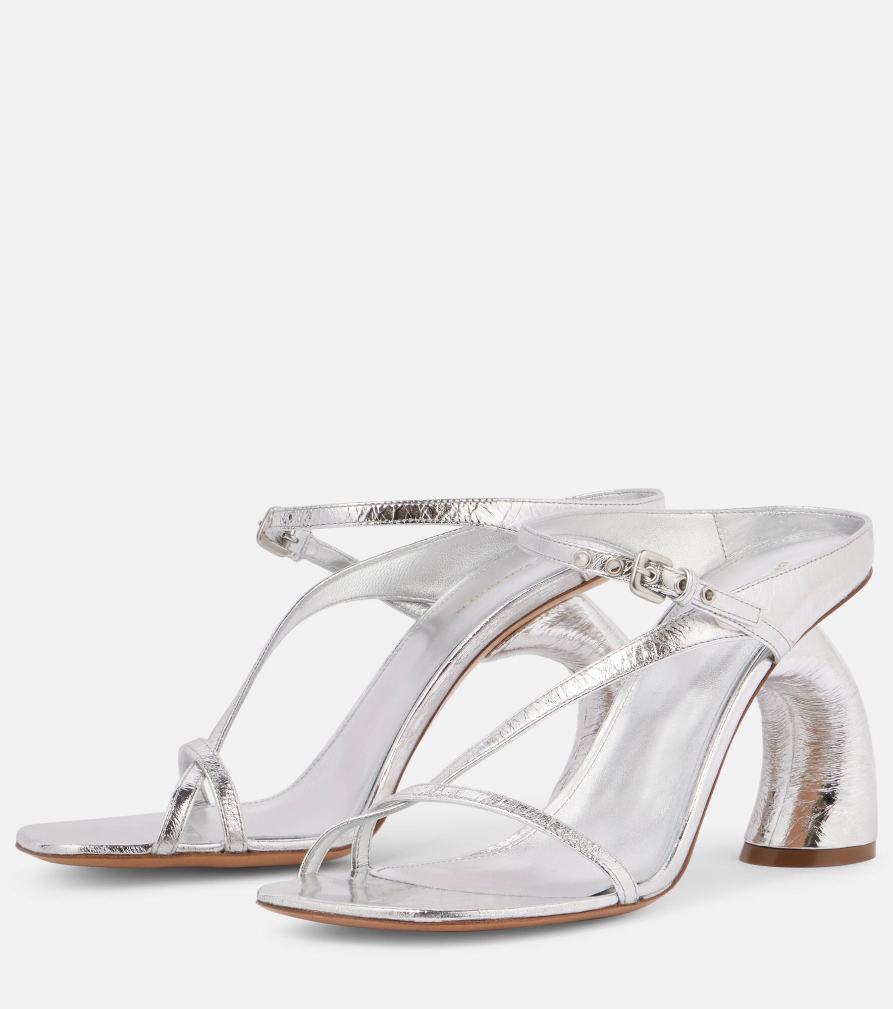 Metallic patent leather mules - 4