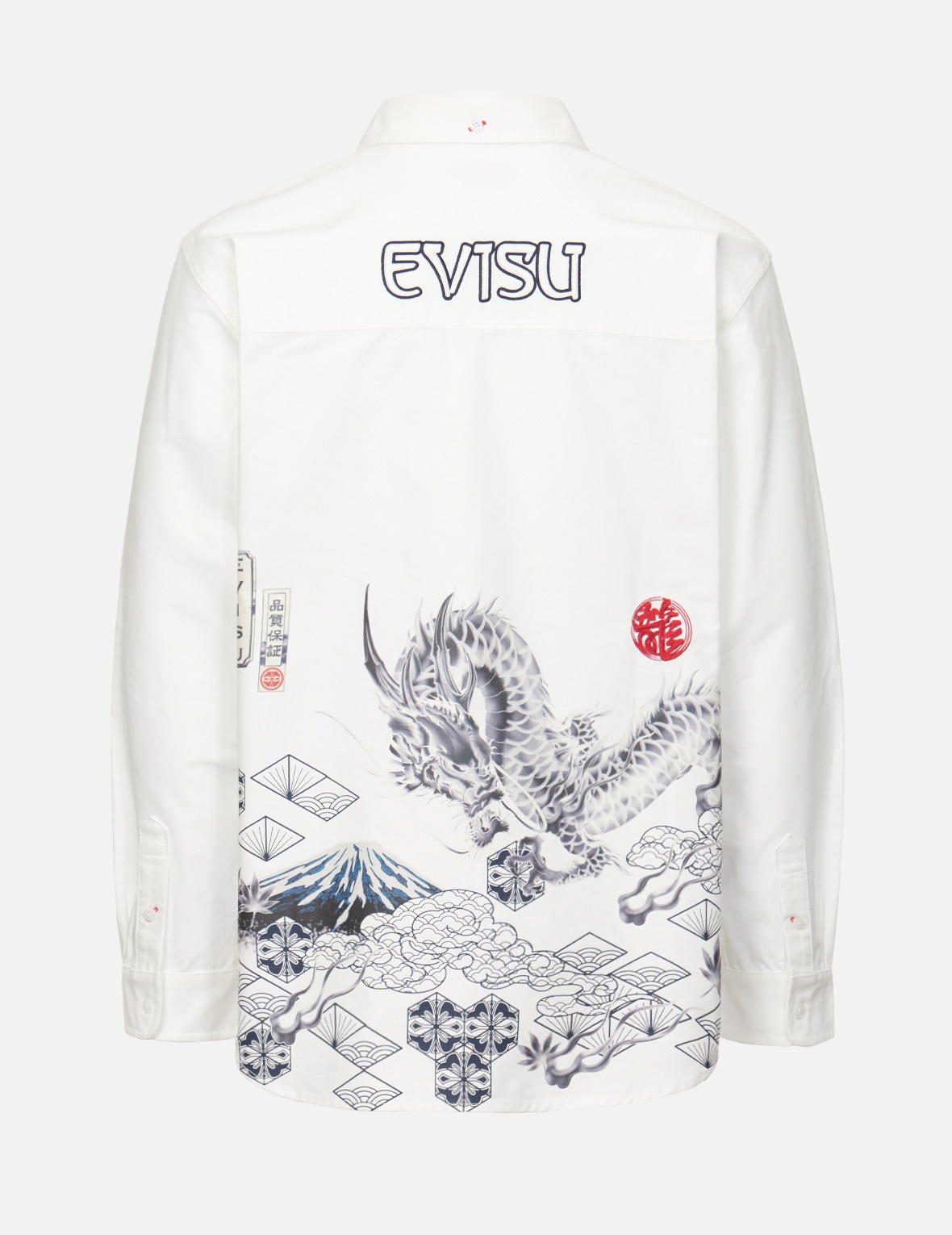 DRAGON AND MT. FUJI PRINT OXFORD SHIRT - 1