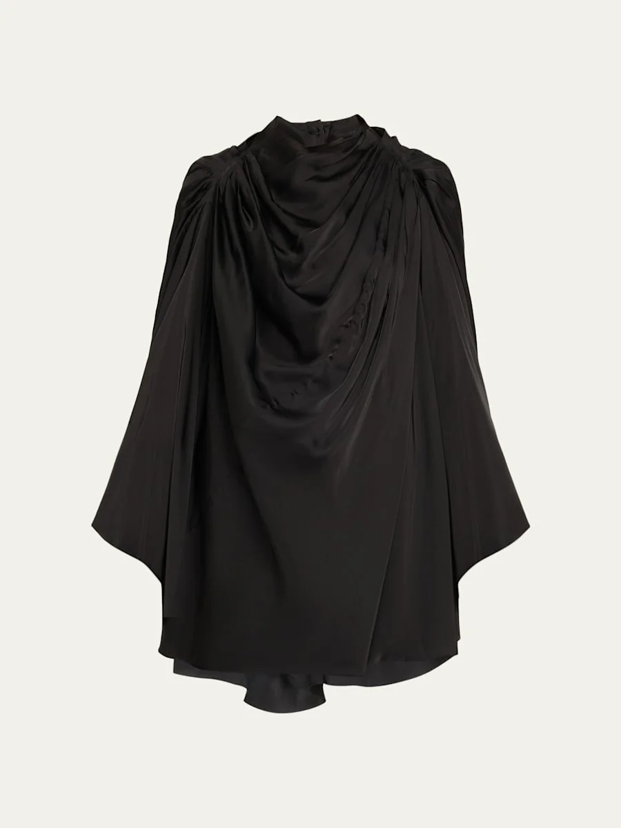 Long-Sleeve Draped Cape Tunic - 1