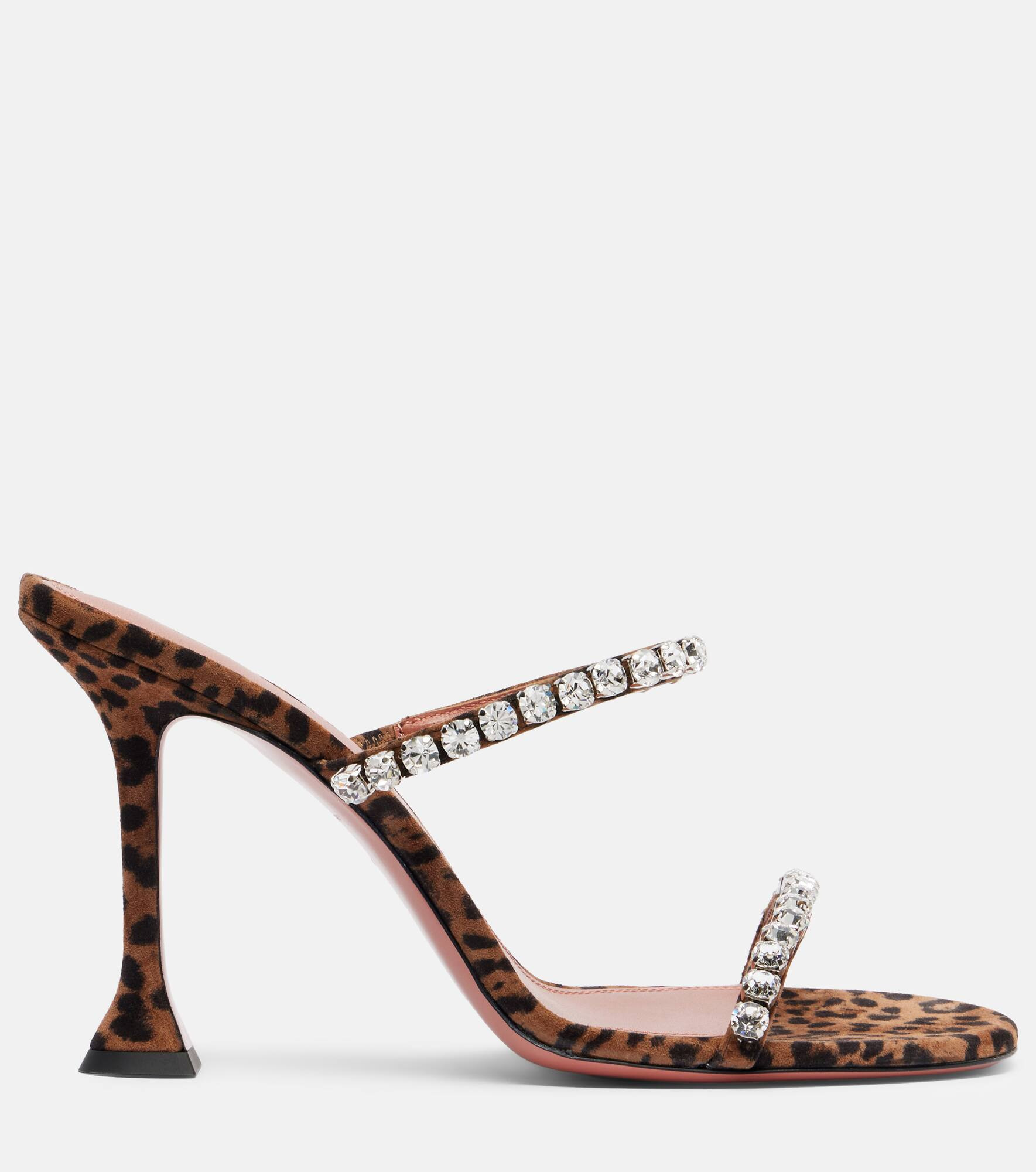 Gigi 95 leopard-print suede mules - 4