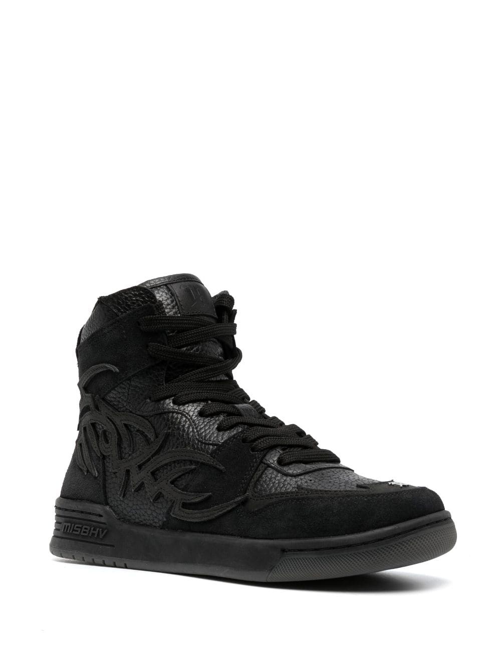 panelled high-top leather sneakers - 2