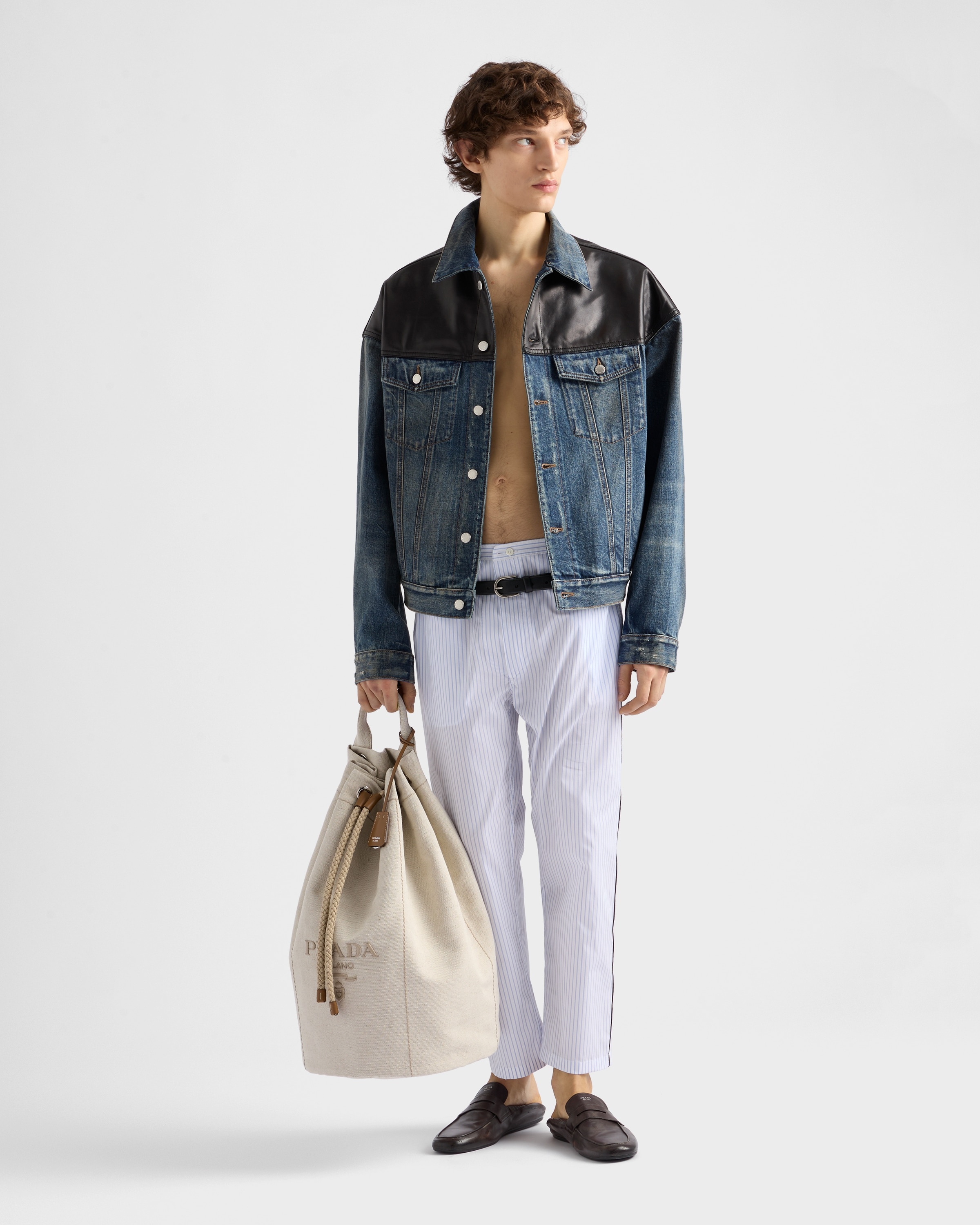 Linen blend drawstring duffel bag - 2