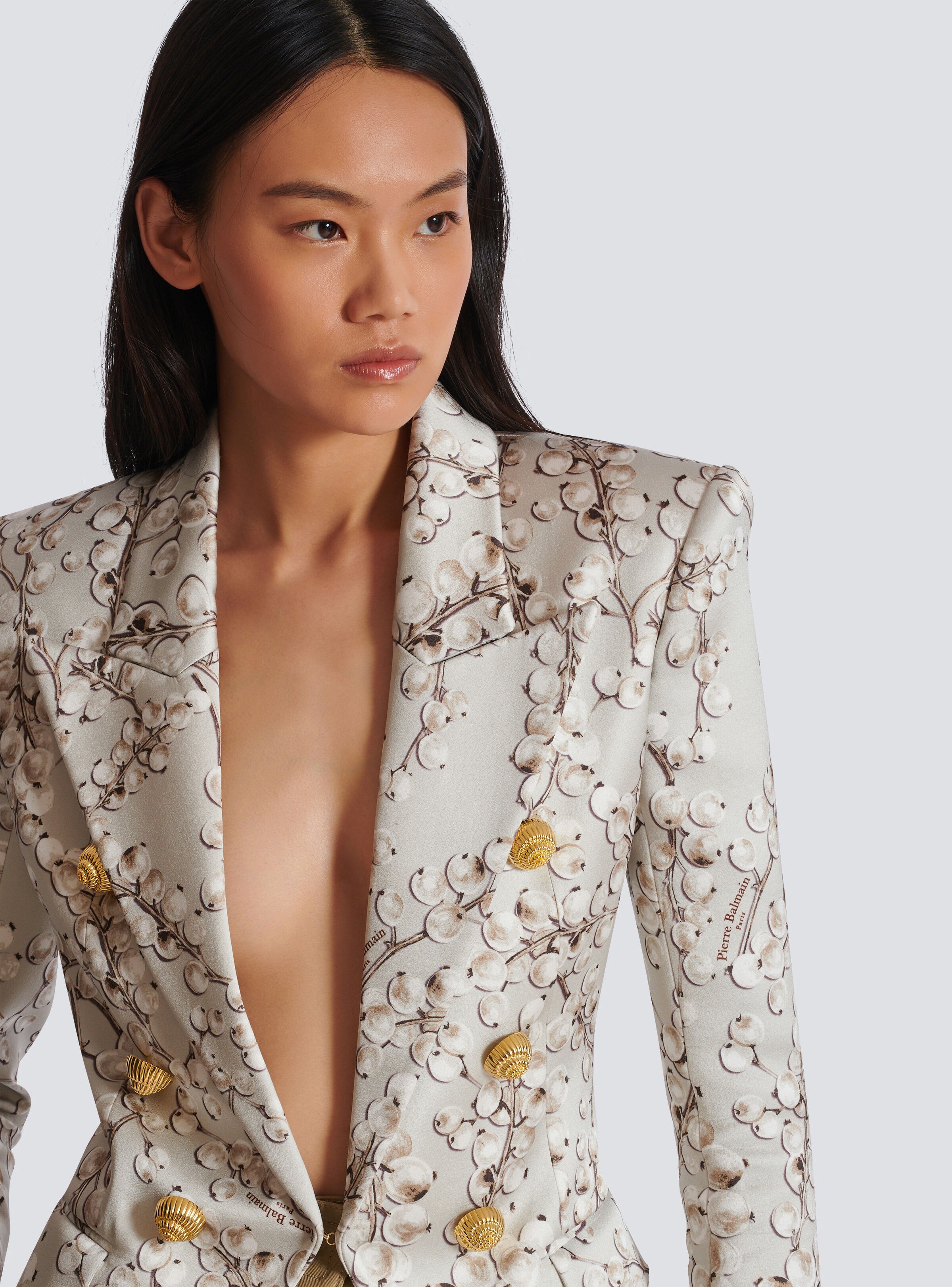 6-button satin jacket with Redcurrant print - 7